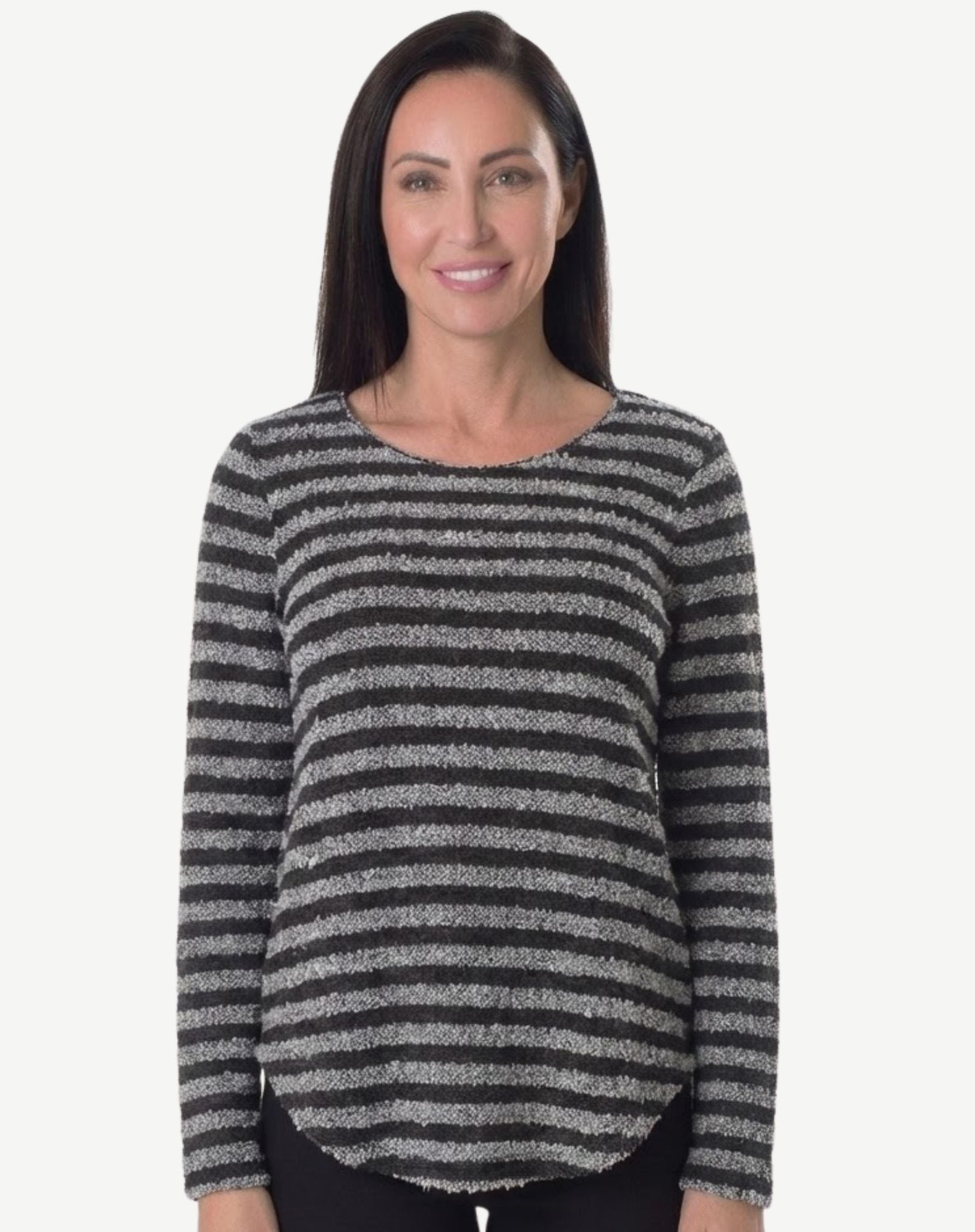 Otter Stripe Poodle Knit Long Sleeve Top Corfu Jeans