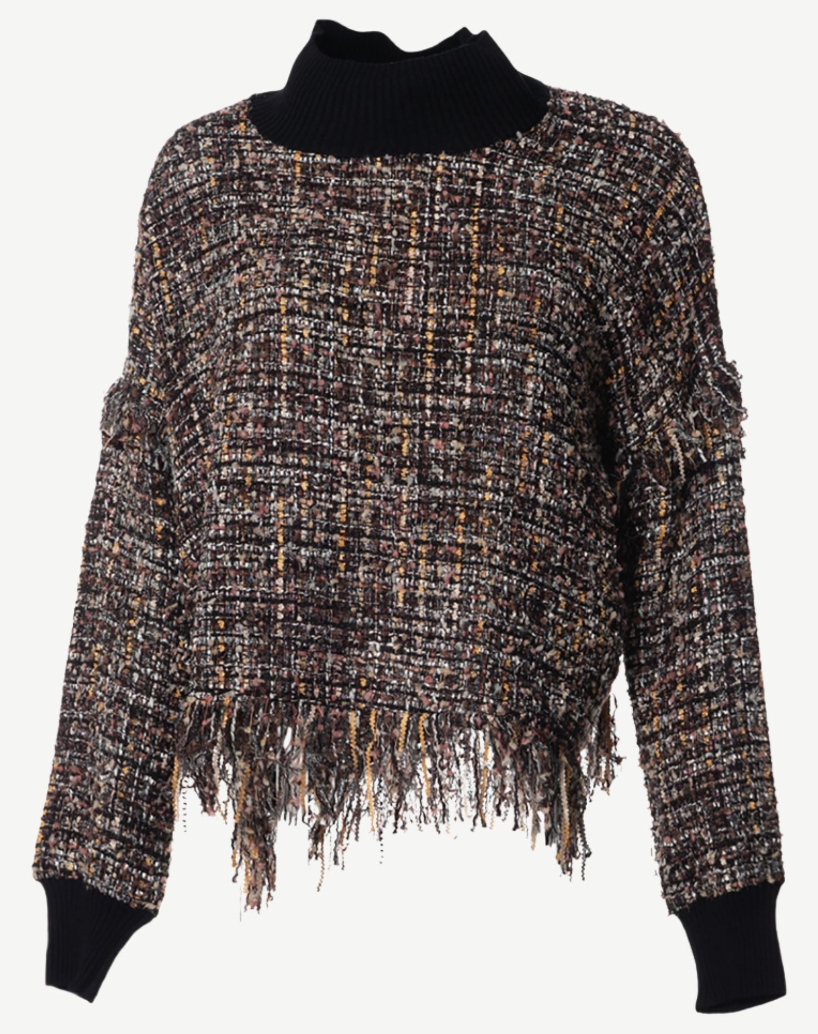 W2056438 Sable Bouclea Knit Long Sleeve Top Corfu Jeans