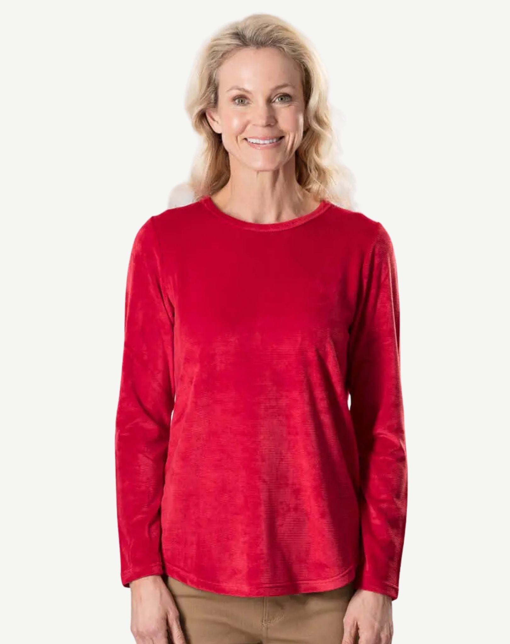 Ruby Rib Velour Long Sleeve Top Corfu Jeans