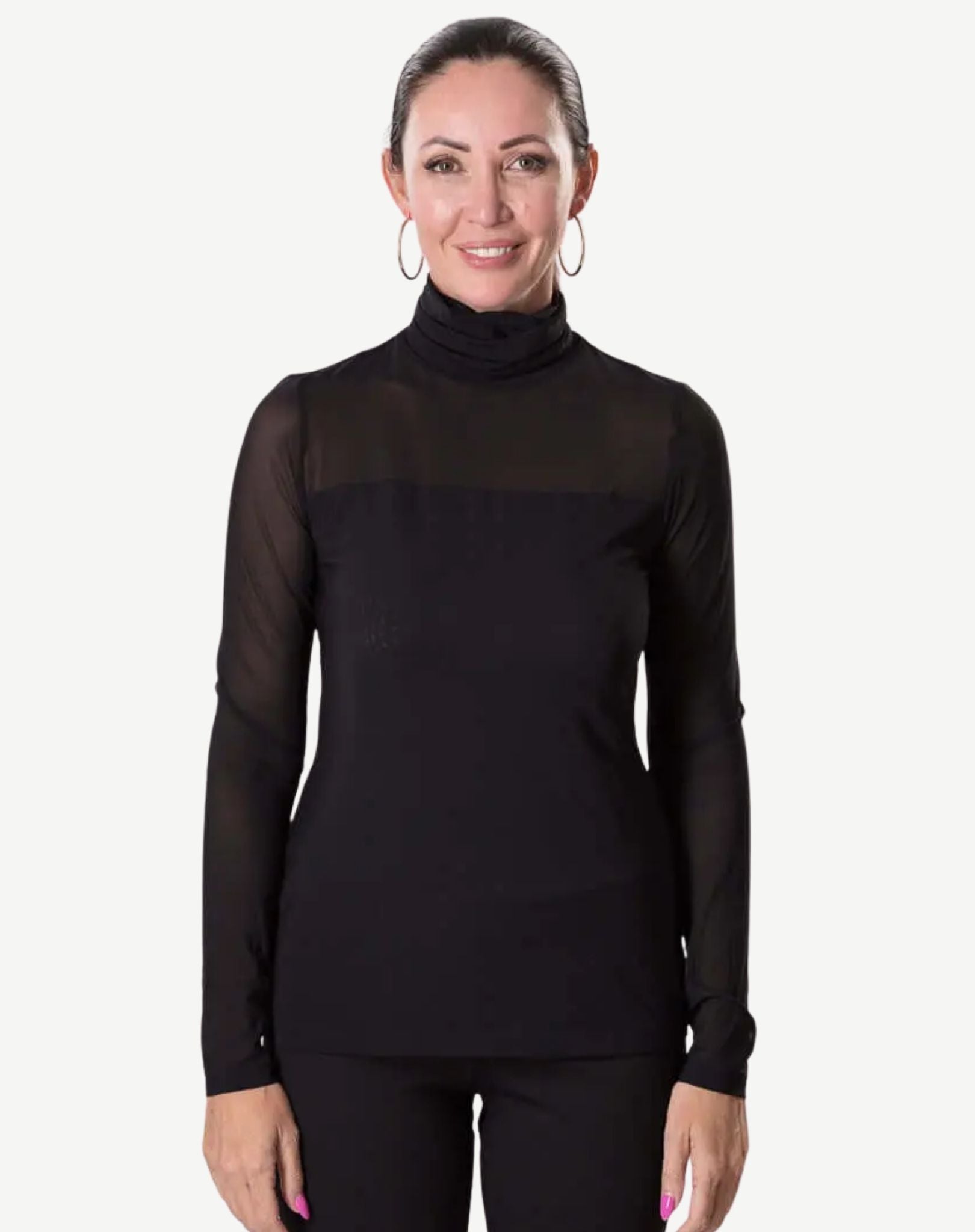 Black Plain Mesh Top Corfu Jeans