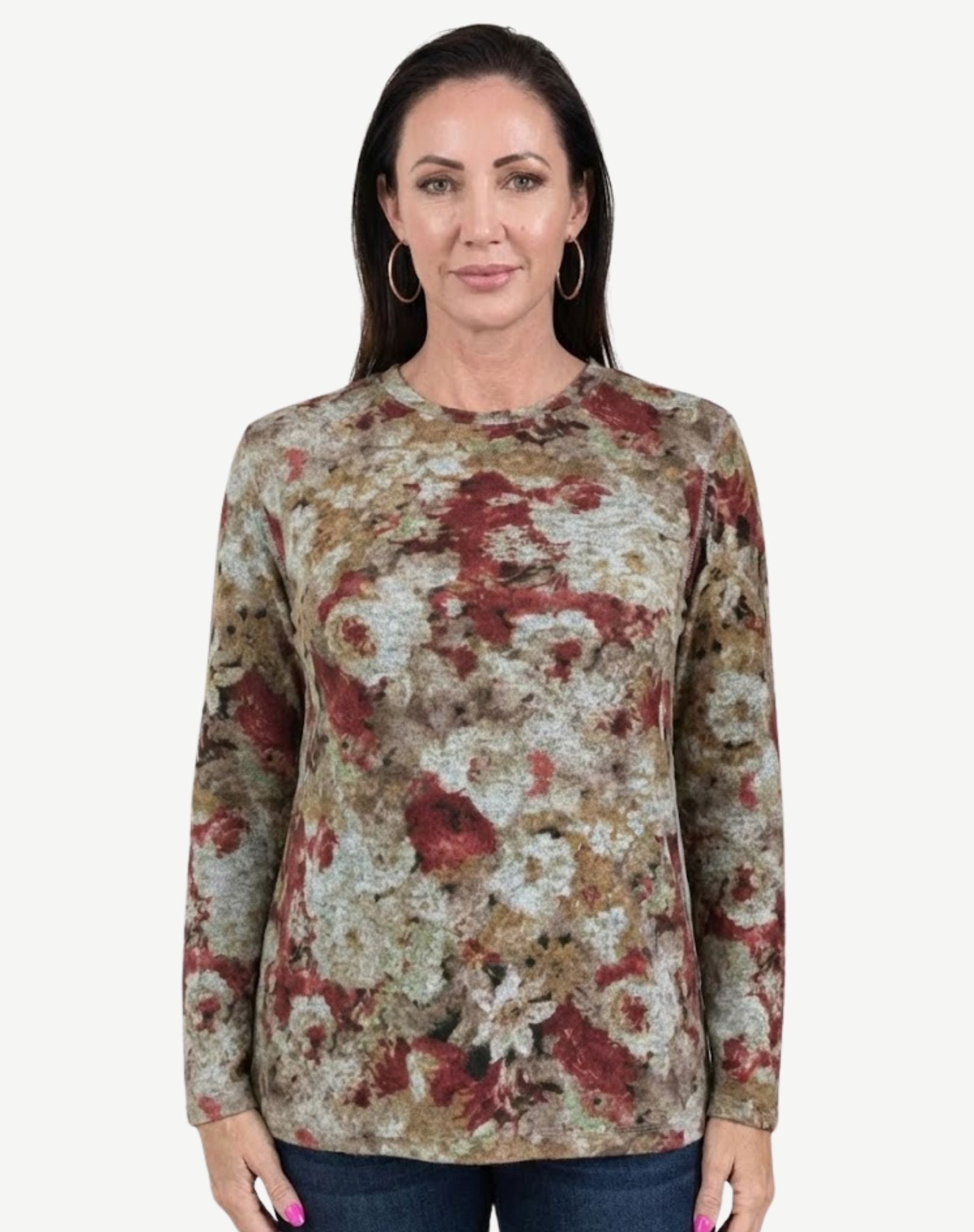 Henna Coloured Long Sleeve Top Corfu Jeans