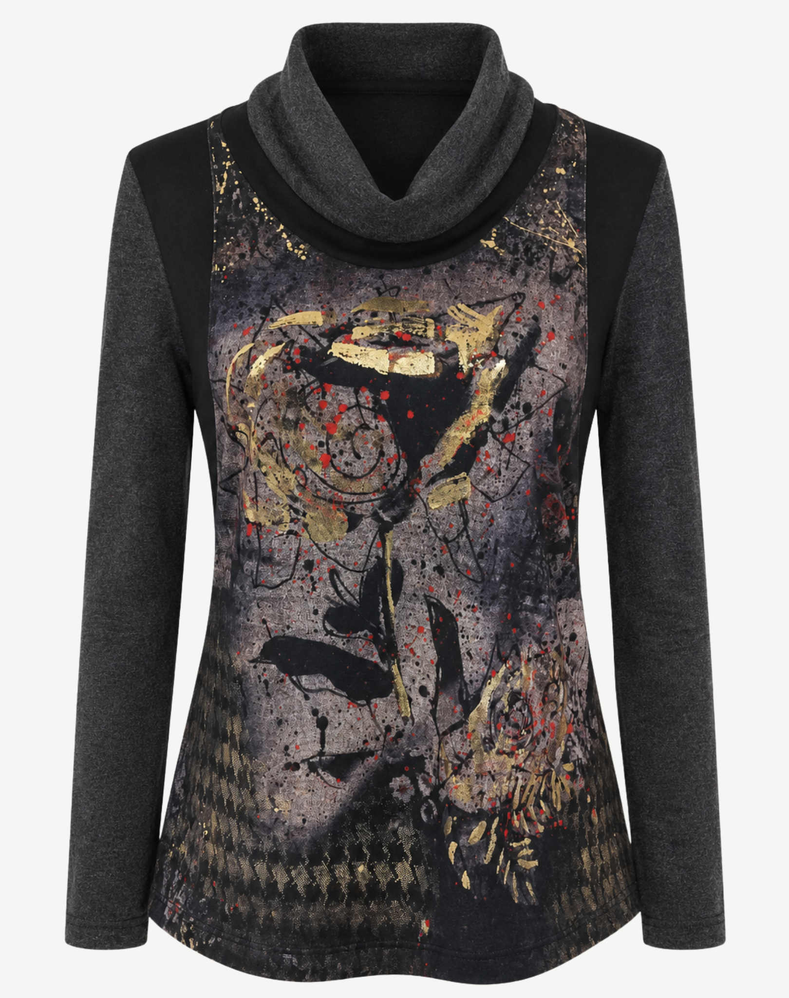 Gold Foil Cowl Neck Knit Top Corfu Jeans