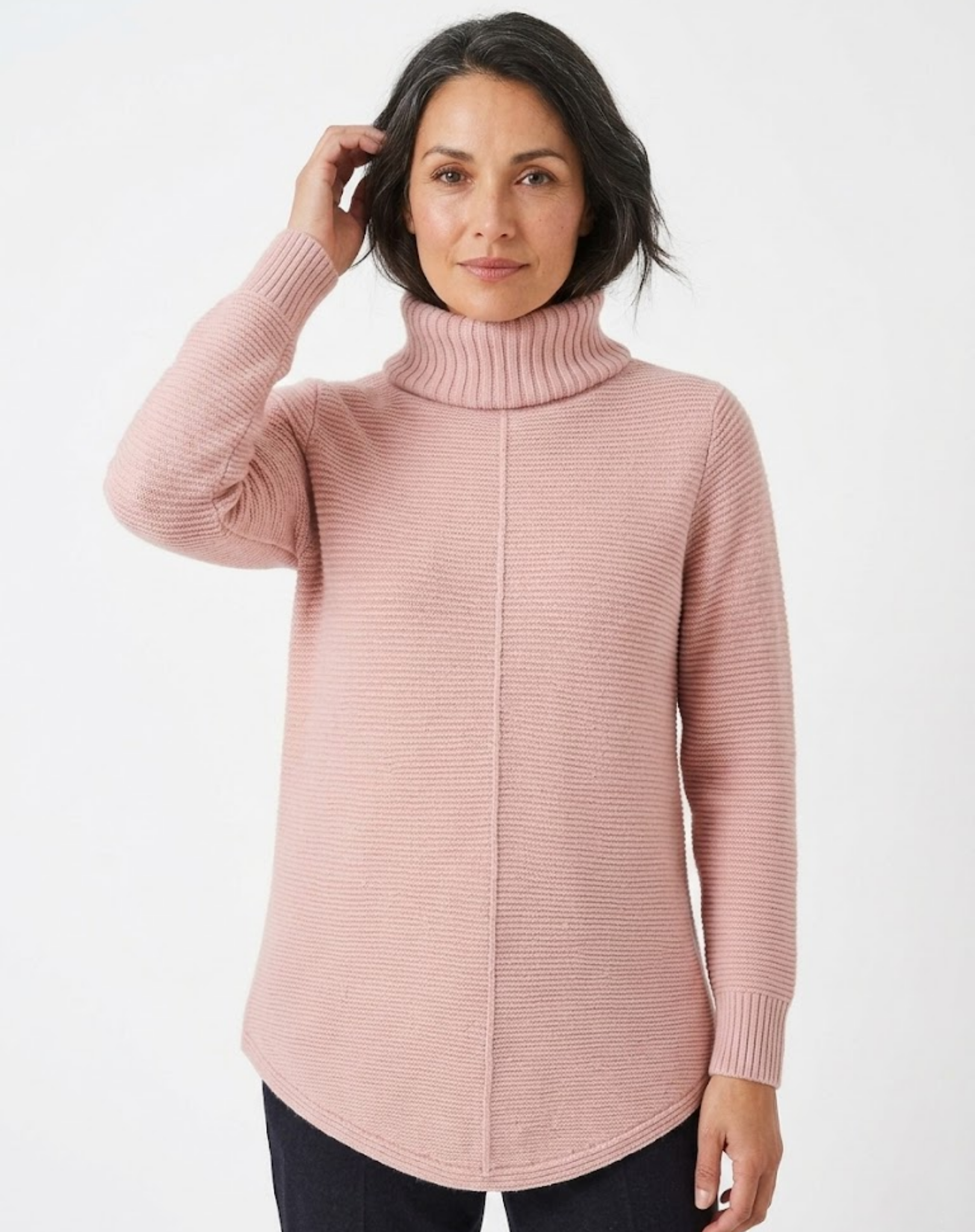 Pink Quartz Turtleneck Long Sleeve Knit Jumper Corfu Jeans