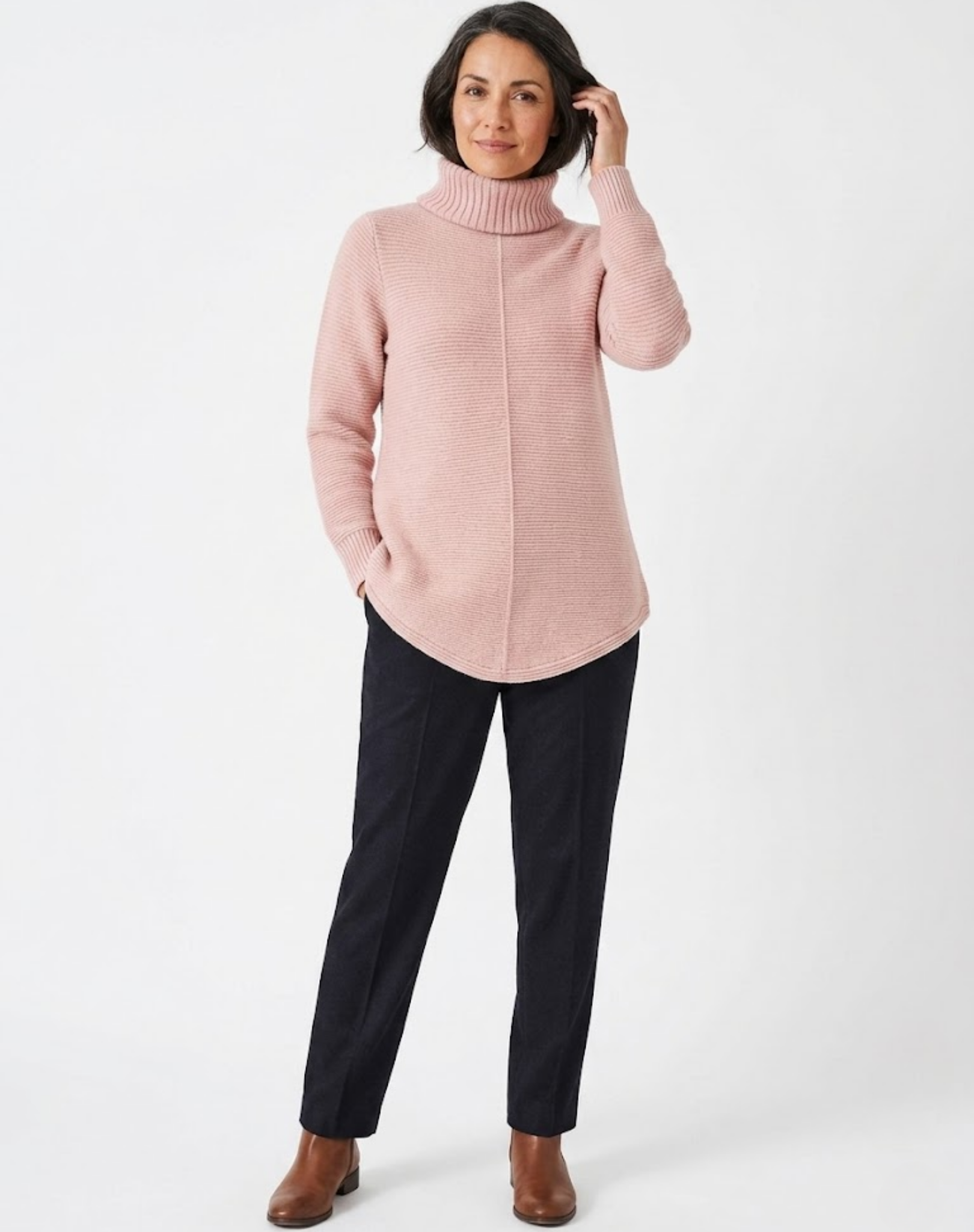 Pink Quartz Turtleneck Long Sleeve Knit Jumper Corfu Jeans