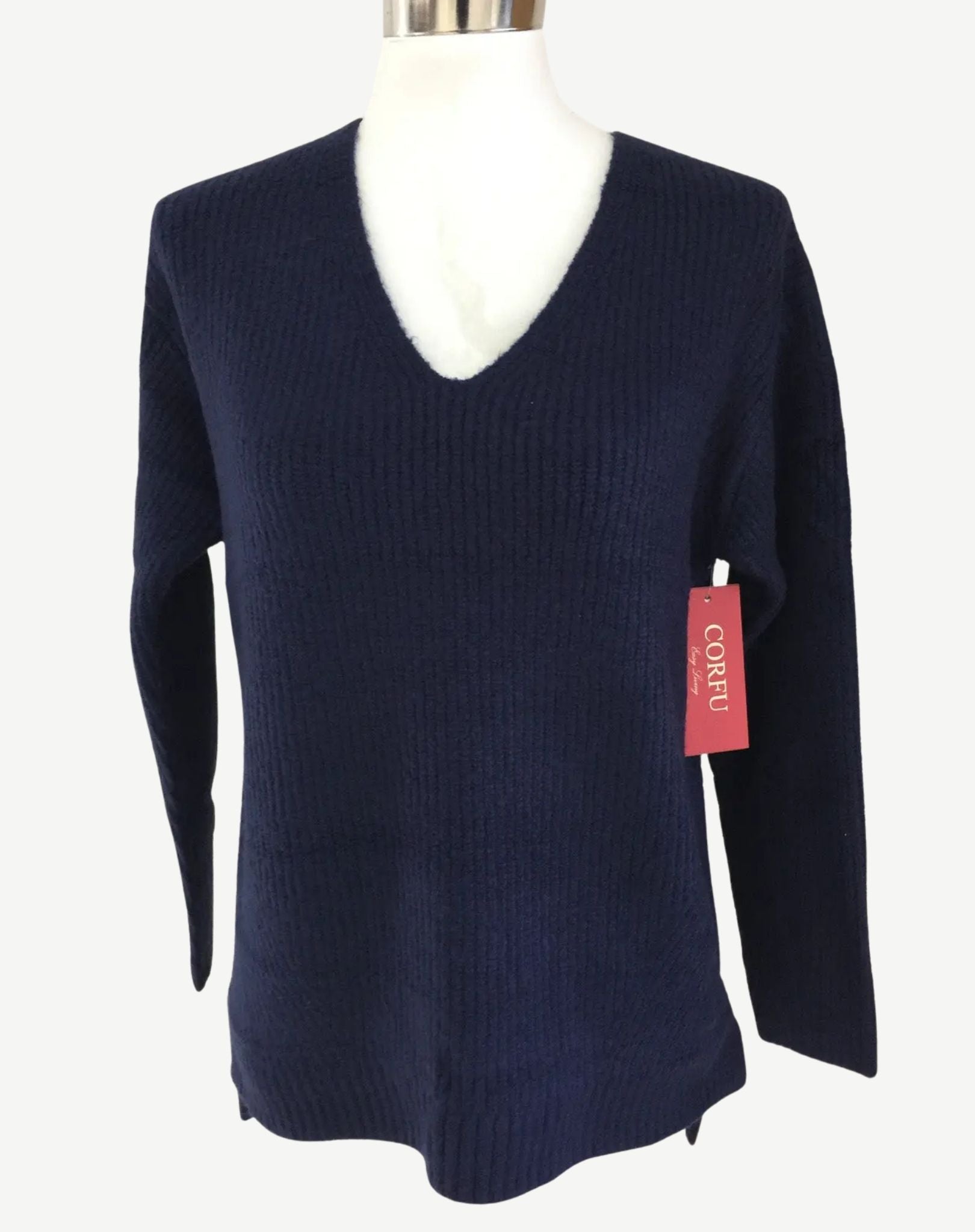 Space Blue Navy V-Neck Long Sleeve Knit Corfu Jeans