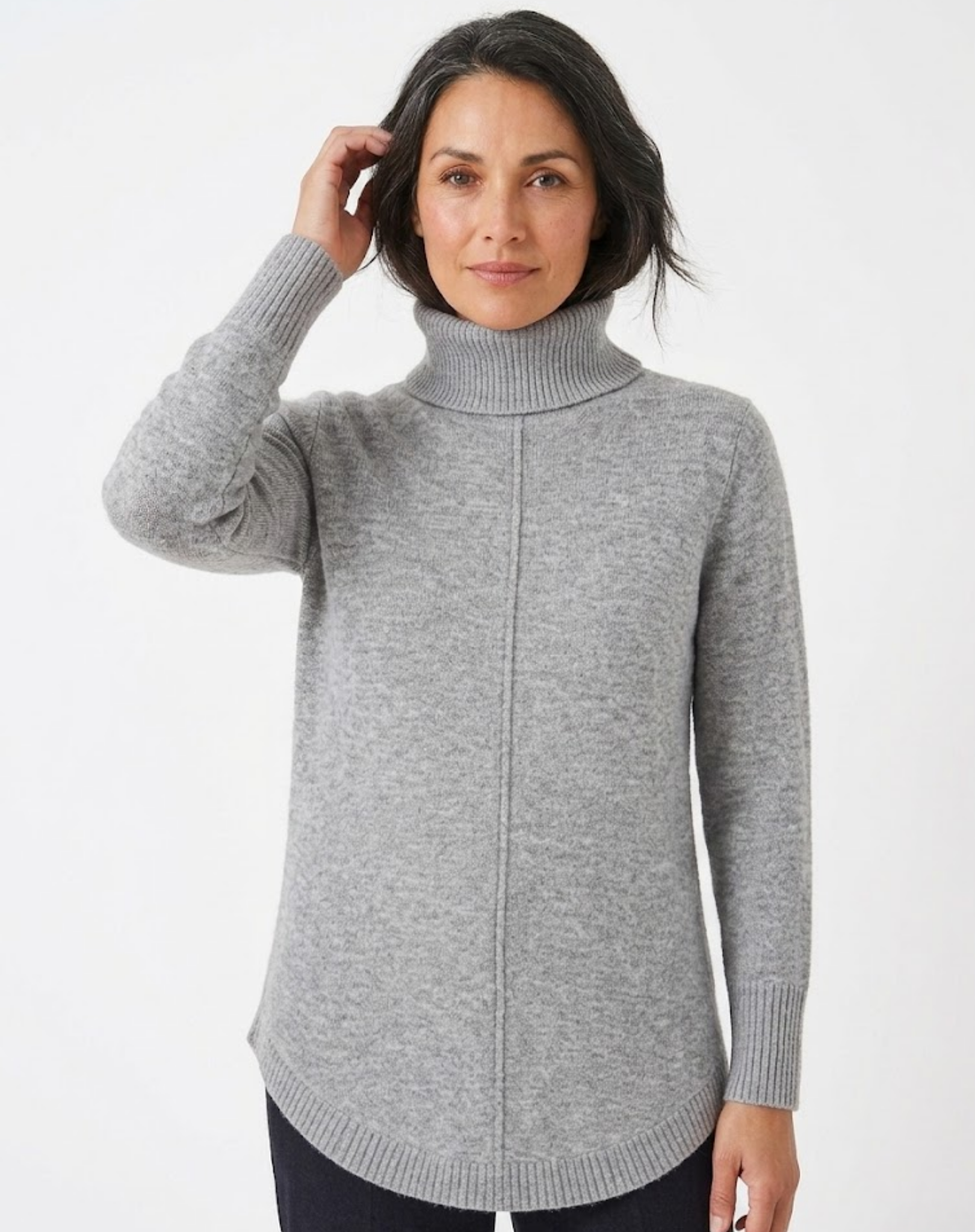 Dark Pearl Turtleneck Long Sleeve Knit Jumper Corfu Jeans