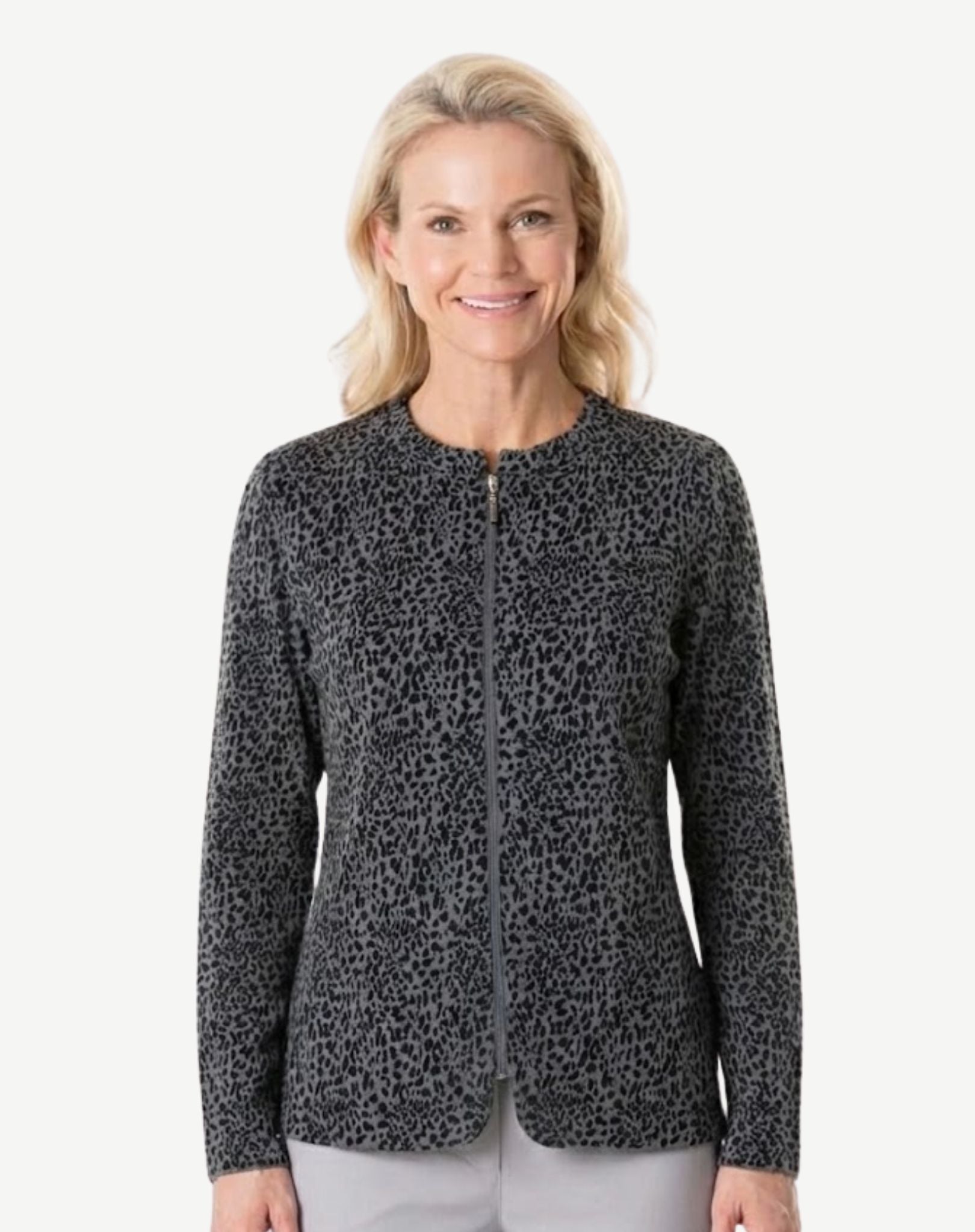 Black Cheetah Print Zip Jacket Corfu Jeans