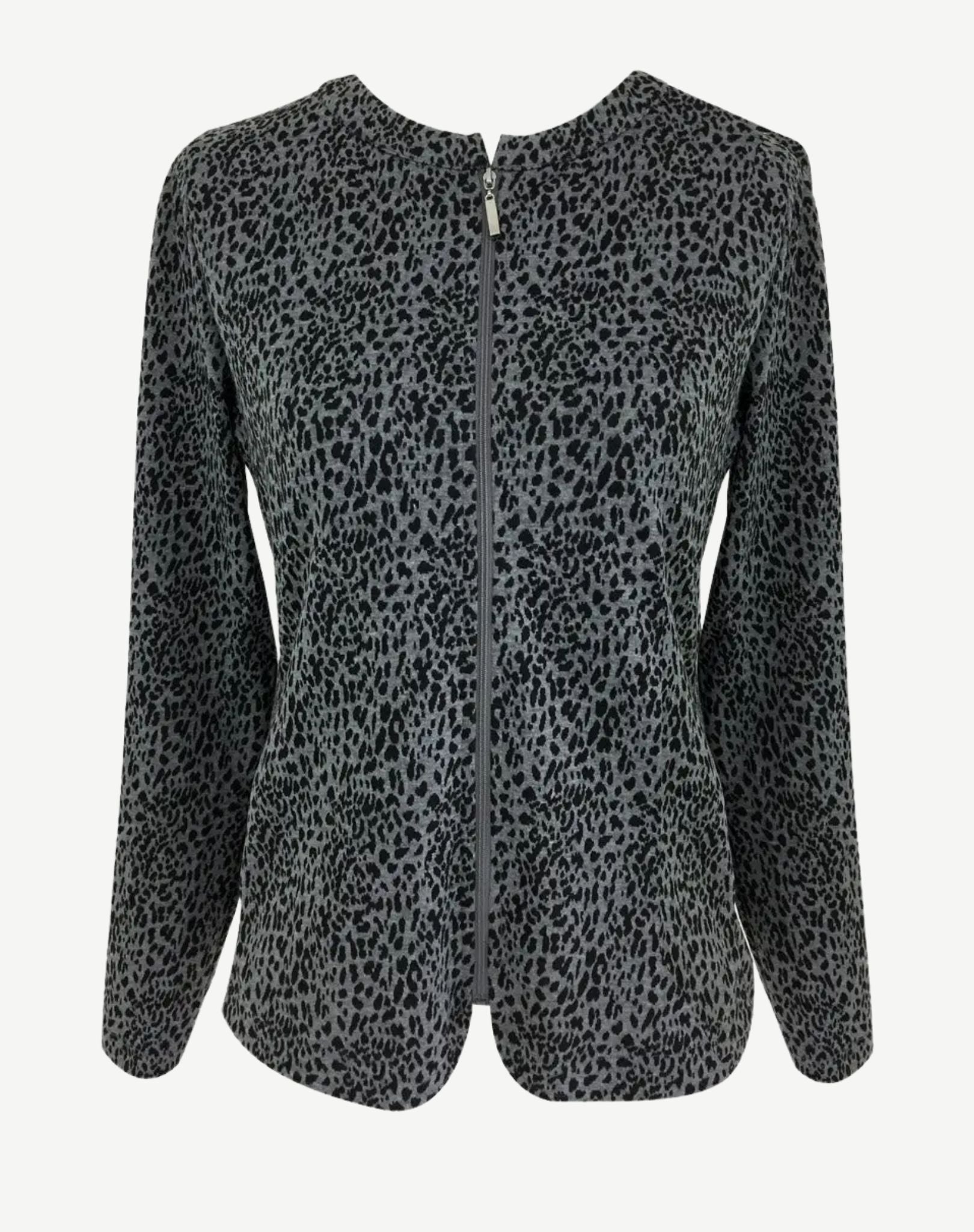 Black Cheetah Print Zip Jacket Corfu Jeans