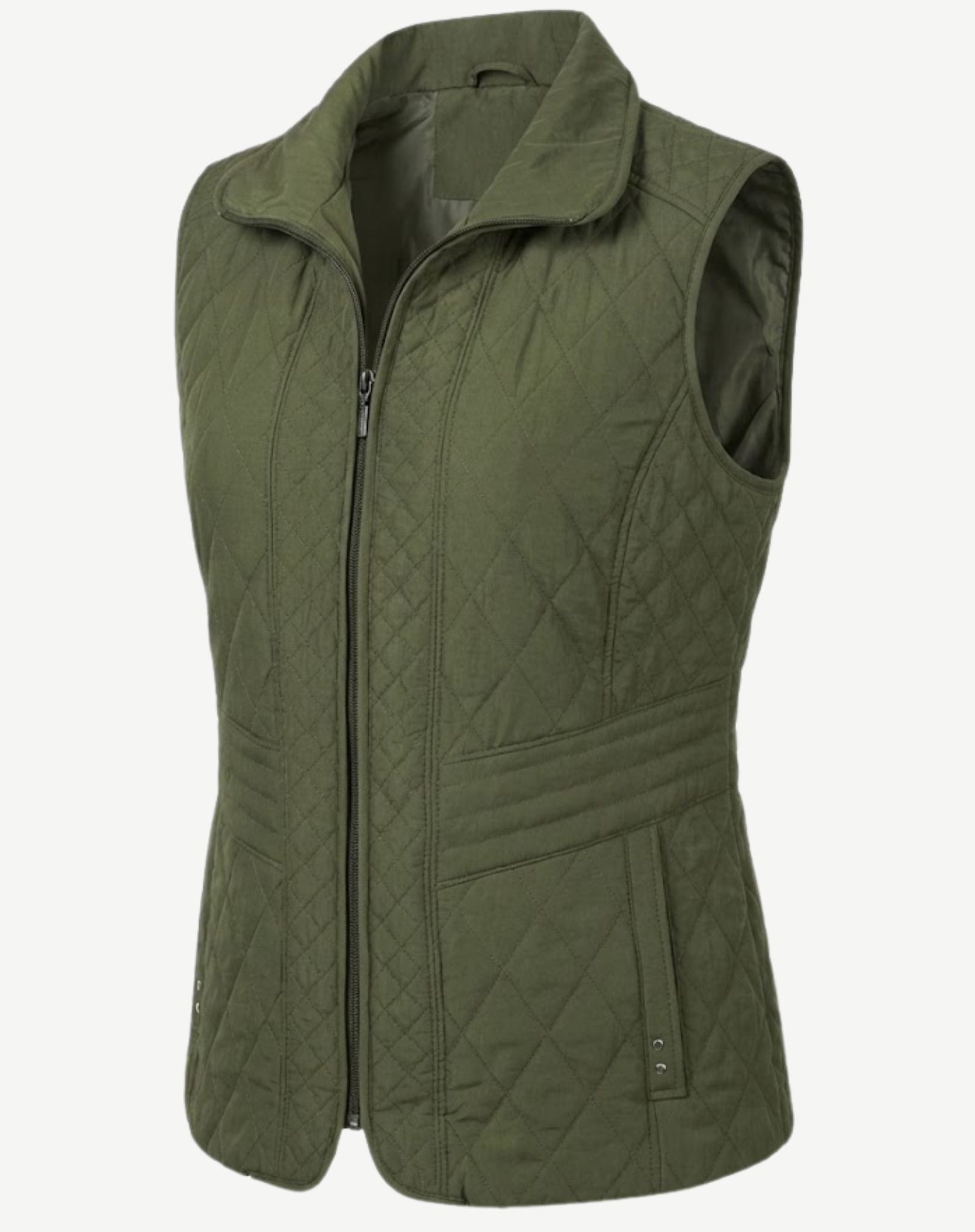Olive Green Quilted Winter Vest Corfu Jeans