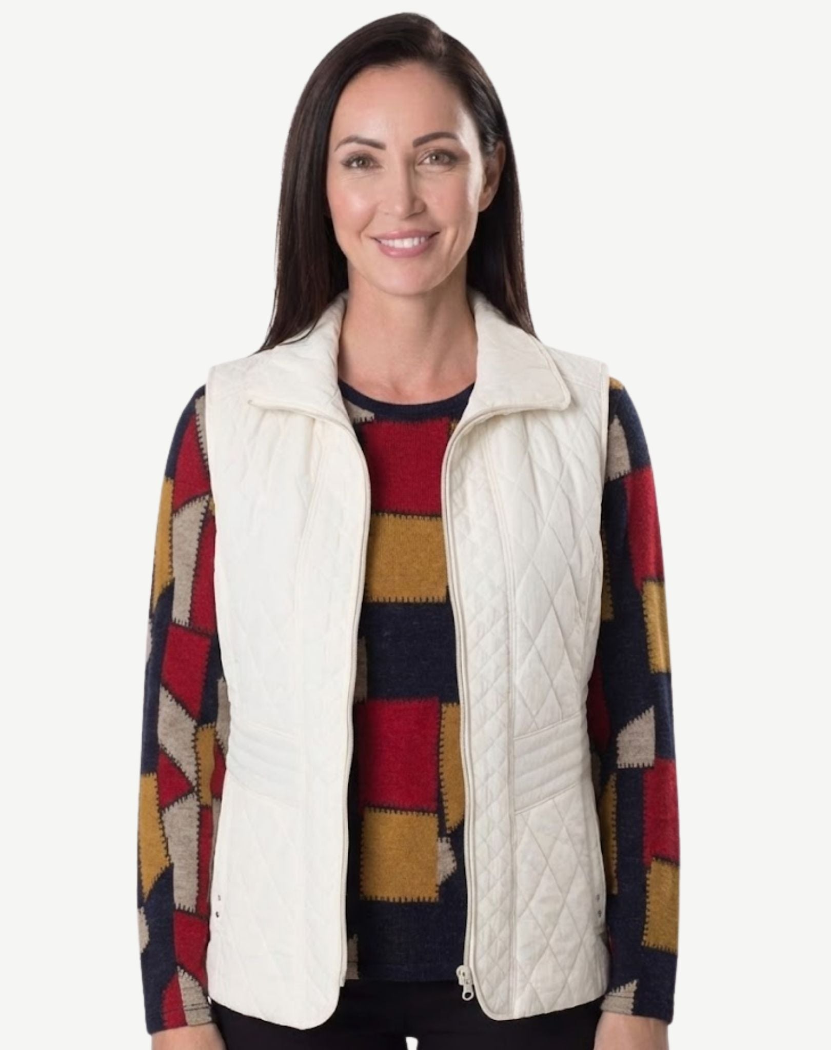 White Vanilla Quilted Vest Corfu Jeans