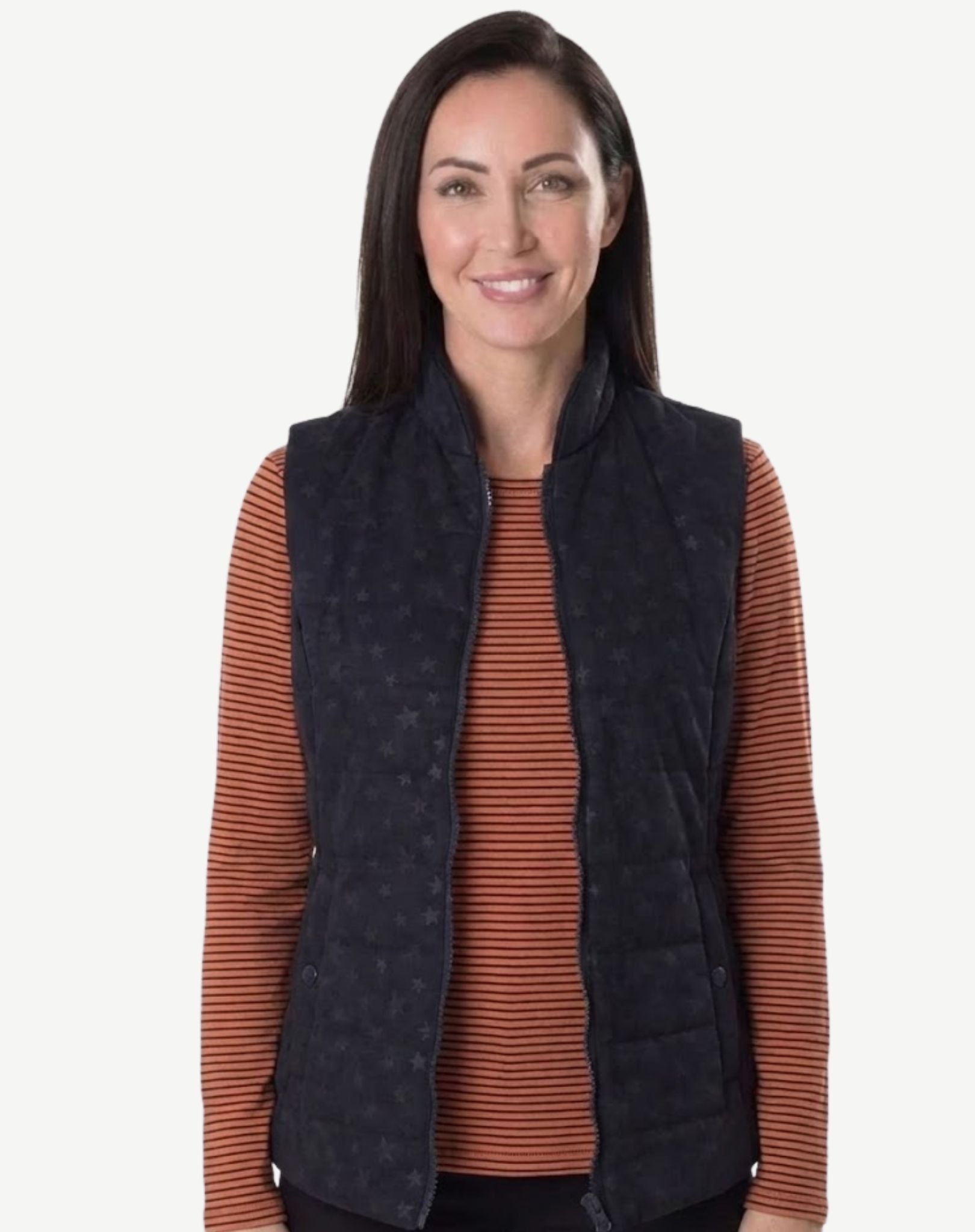 Ink Black Quilted Star Vest Corfu Jeans