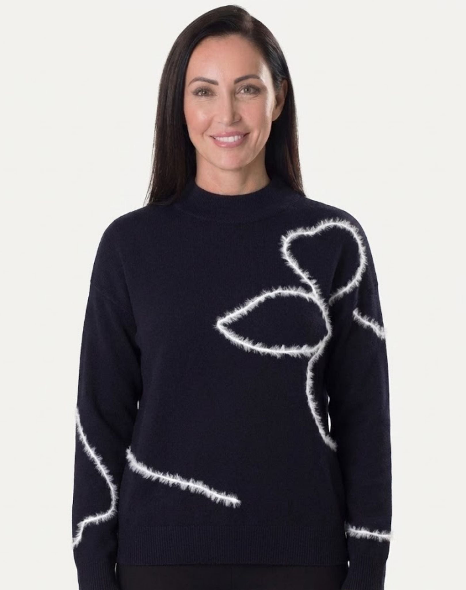 Abstract Navy Floral Knit Corfu Jeans