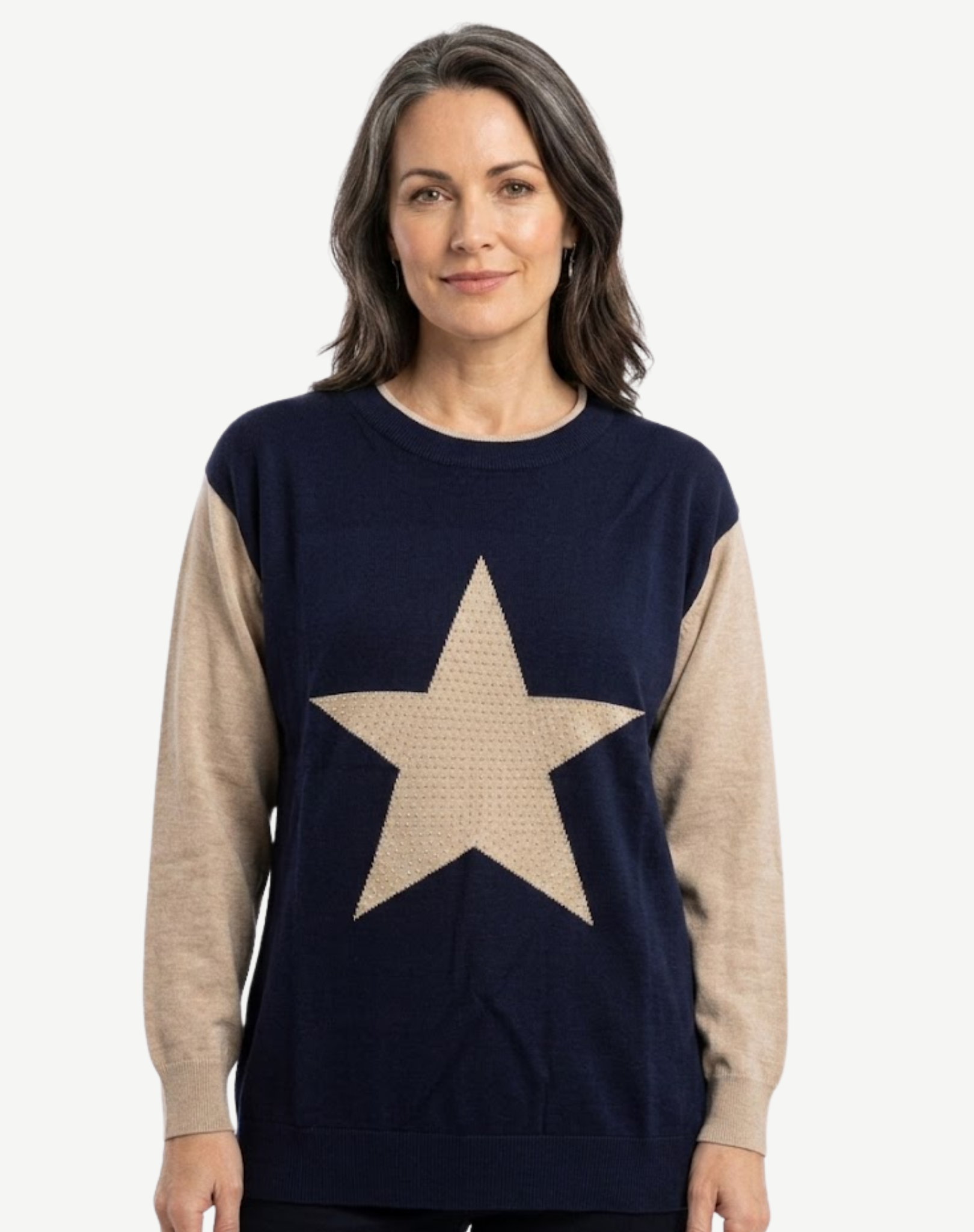 W23492254 Navy Oatmeal Silver Star Jum[er Corfu Jeans