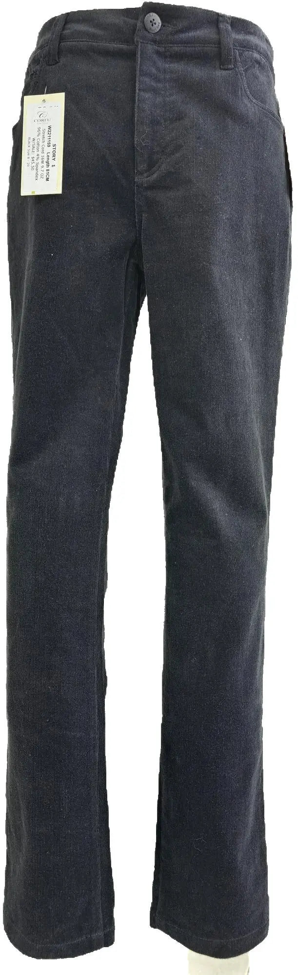 W2411159 BLACK STRETCH CORD PANTS Corfu Jeans