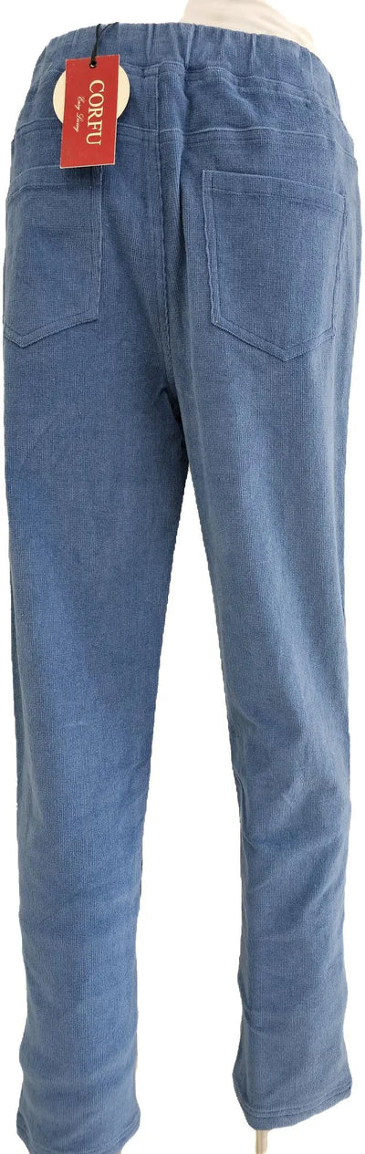 W2412327 TEAL STRETCH CORD PANTS Corfu Jeans