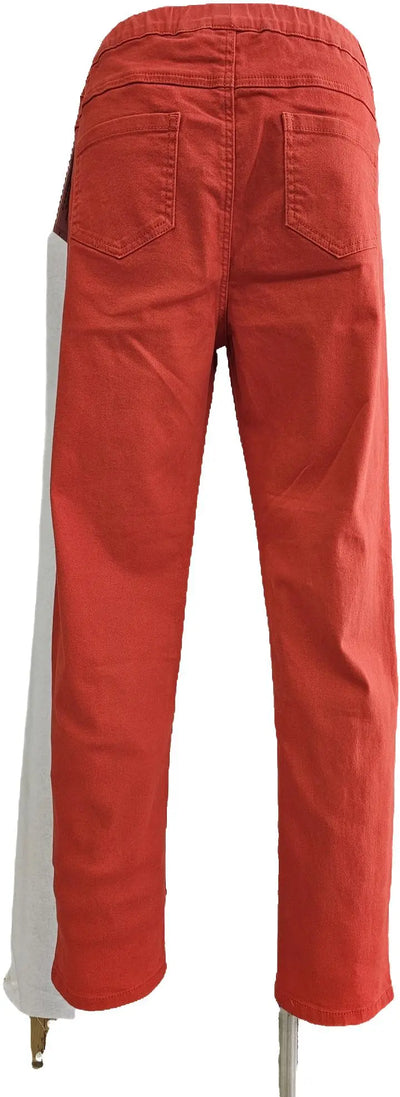 W2412328 BRIGHT PAPAYA COLOURED DENIM TWILL PANTS Corfu Jeans