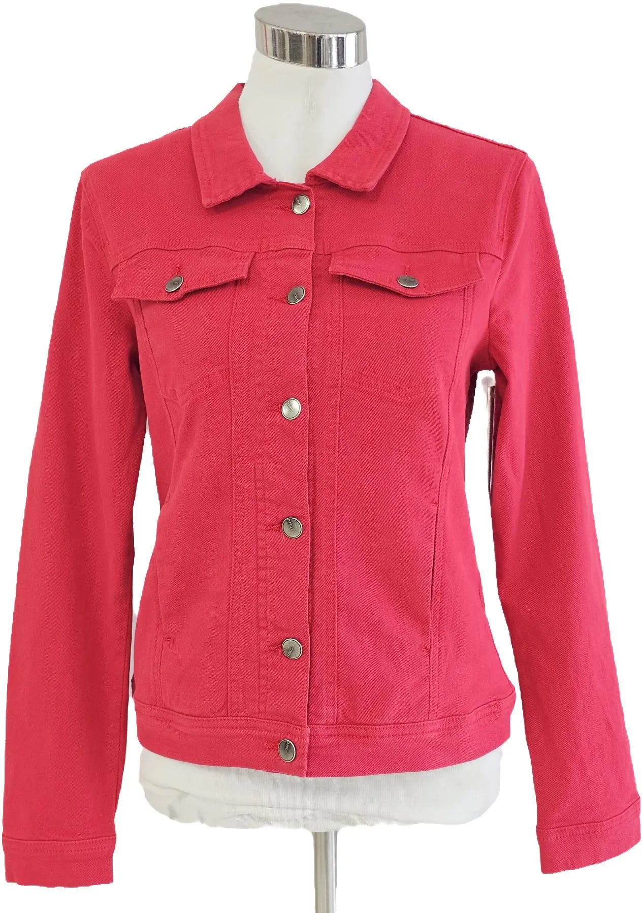 W2417639 CHERRY COLOURED STRETCH DENIM JACKET Corfu Jeans