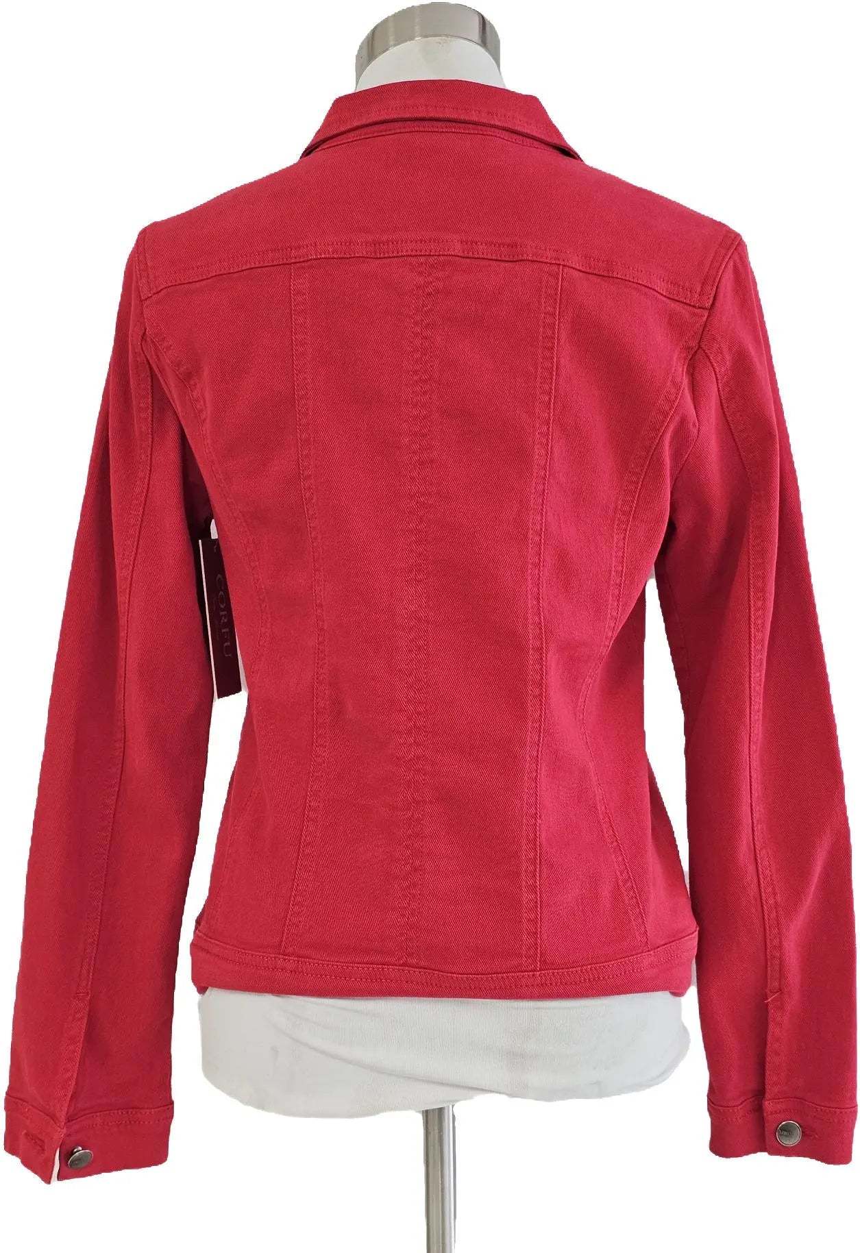 W2417639 CHERRY COLOURED STRETCH DENIM JACKET Corfu Jeans