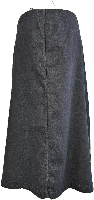 W2418719 BLACK MICRO KNIT DENIM SKIRT Corfu Jeans