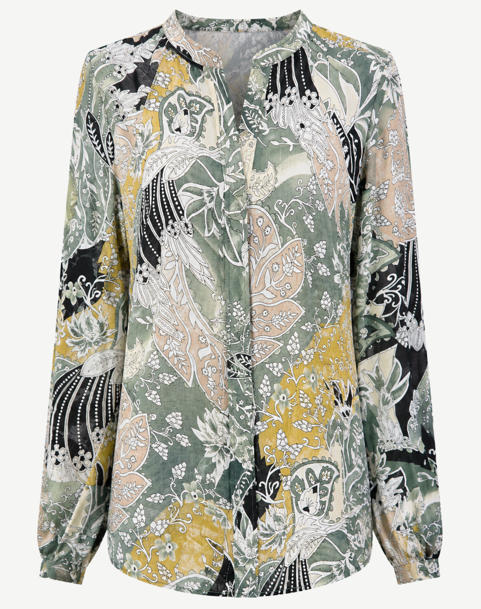 Delightful Soft Print Long Sleeve Blouse Corfu Jeans