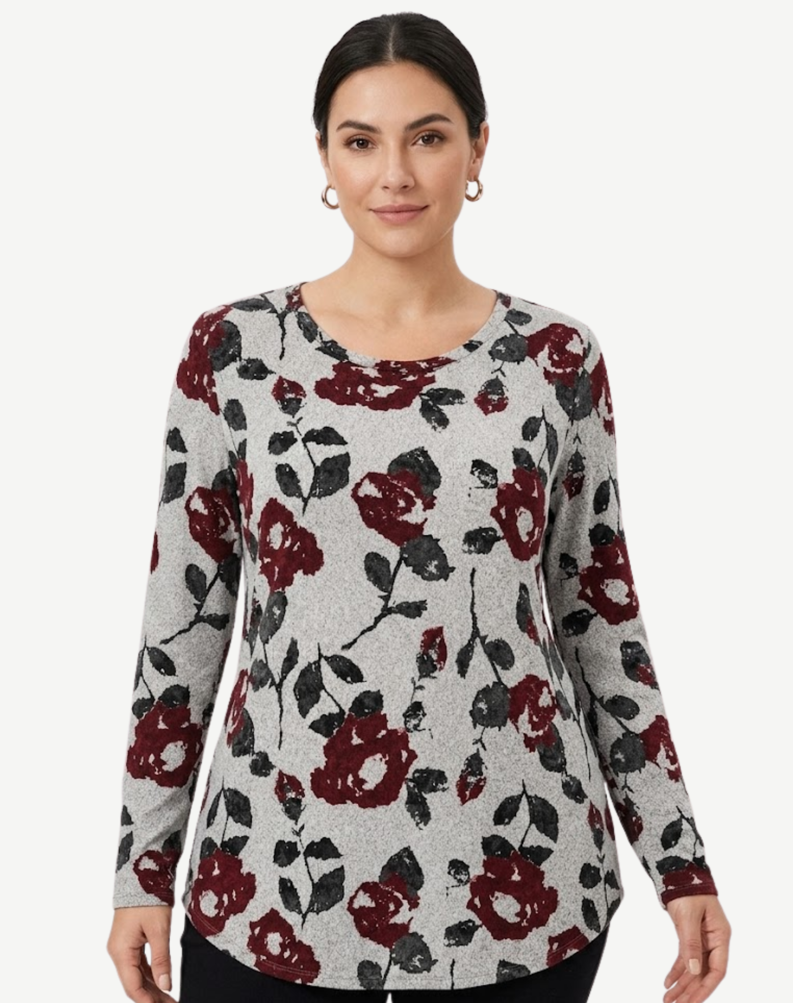 Frosty Pink Rose Long Sleeve Knit Top Corfu Jeans