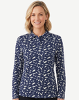 Navy Leaves Long Sleeve Knit Top Corfu Jeans