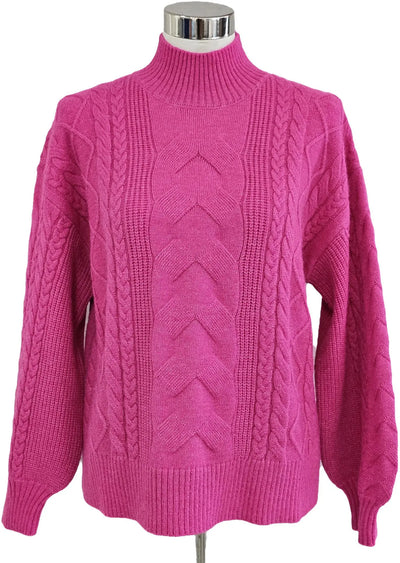 W2449241 PINK CABLE KNIT FULL SLEEVE JUMPER Corfu Jeans