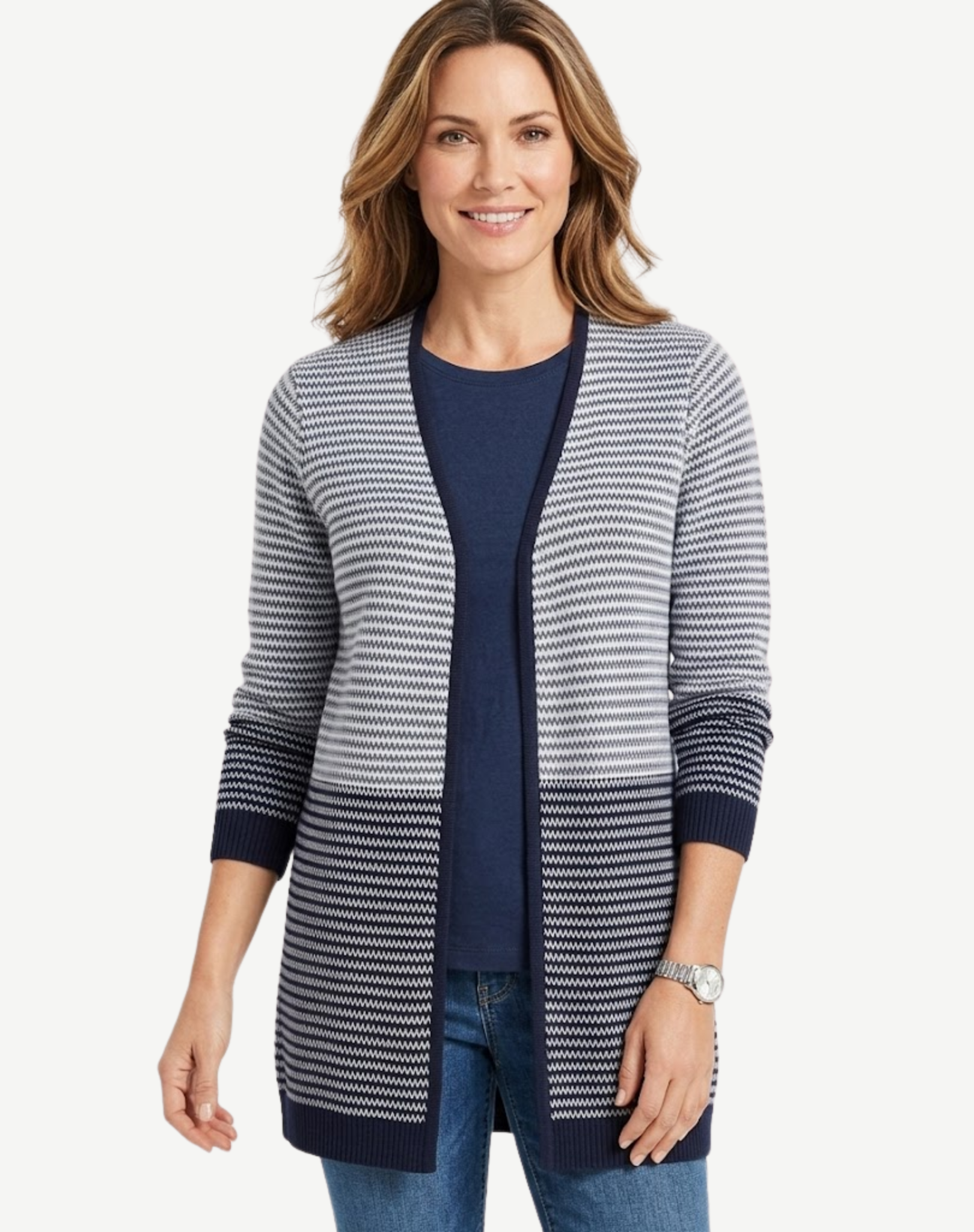 W2449245 NAVY/WHITE EDGE TO EDGE JACKET Corfu Jeans