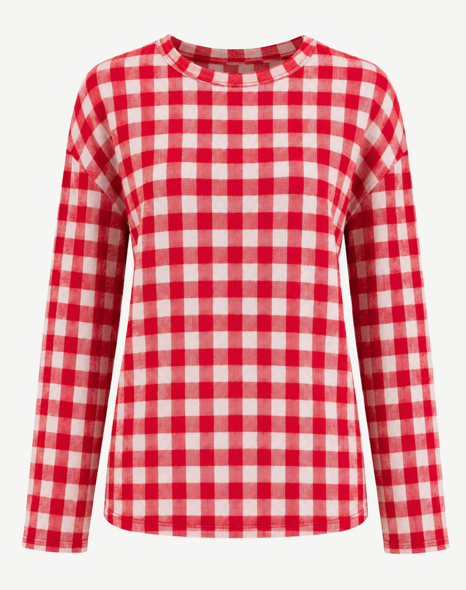 Raspberry Glace Check Knit Top Corfu Jeans