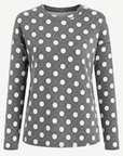 Smoke Grey Large Spot Knit Top Corfu Jeans