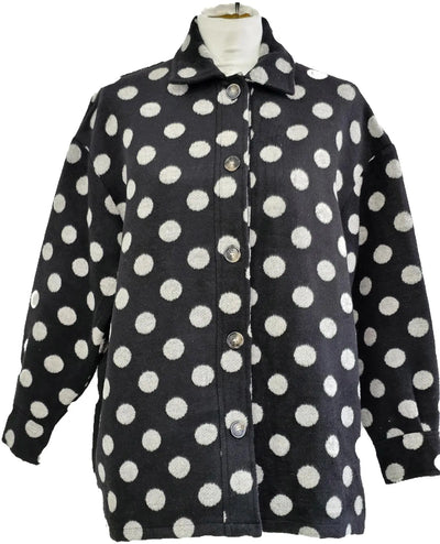 W2467663 BLACK AND WHITE SPOT BRUSHED SHIRT JACKET Corfu Jeans