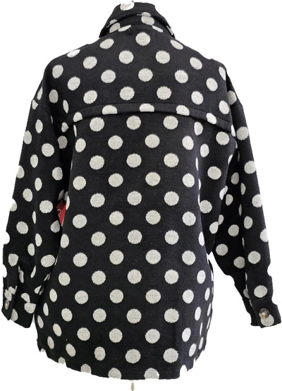 W2467663 BLACK AND WHITE SPOT BRUSHED SHIRT JACKET Corfu Jeans