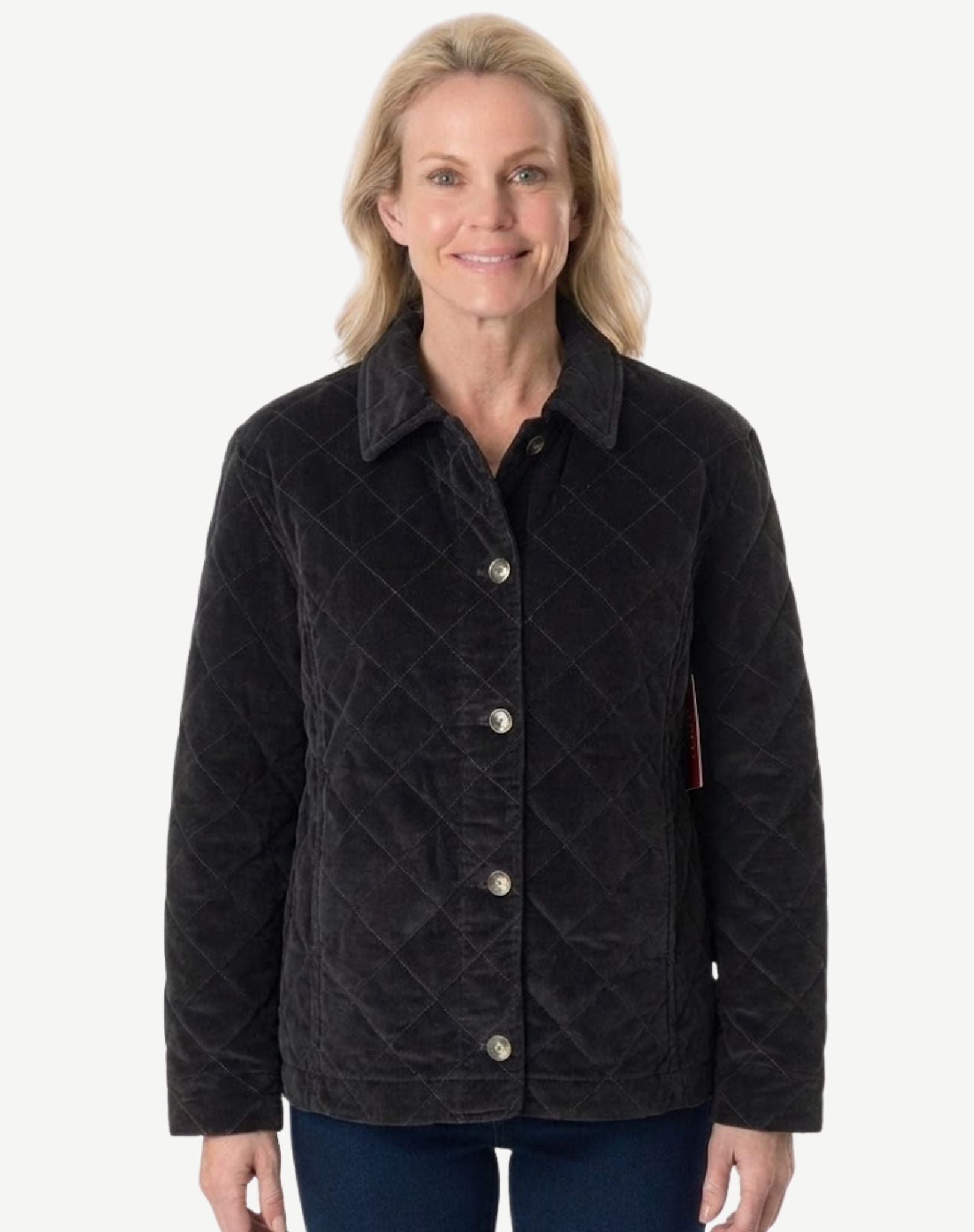 Black Stretch Cord  Quilted Jacket Corfu Jeans