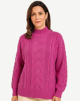 Pink Cable Knit Long Sleeve Sweater Corfu Jeans