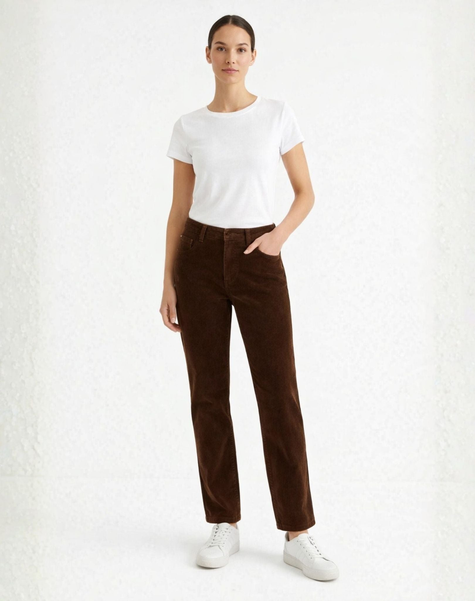 Dark Walnut 21W Stretch Cord Pants Corfu Jeans