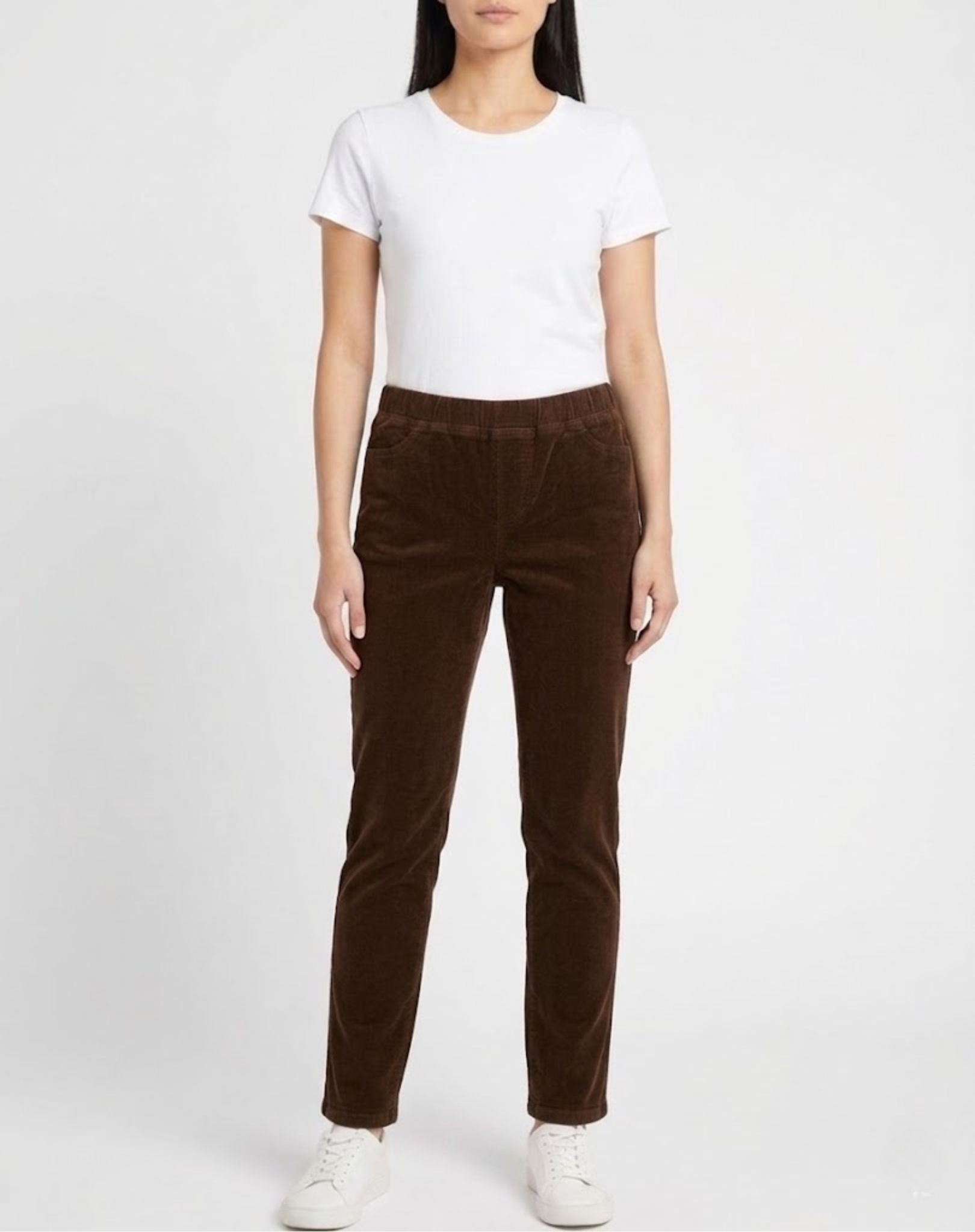 Dark Walnut 21W Pull-On Cord Pants Corfu Jeans