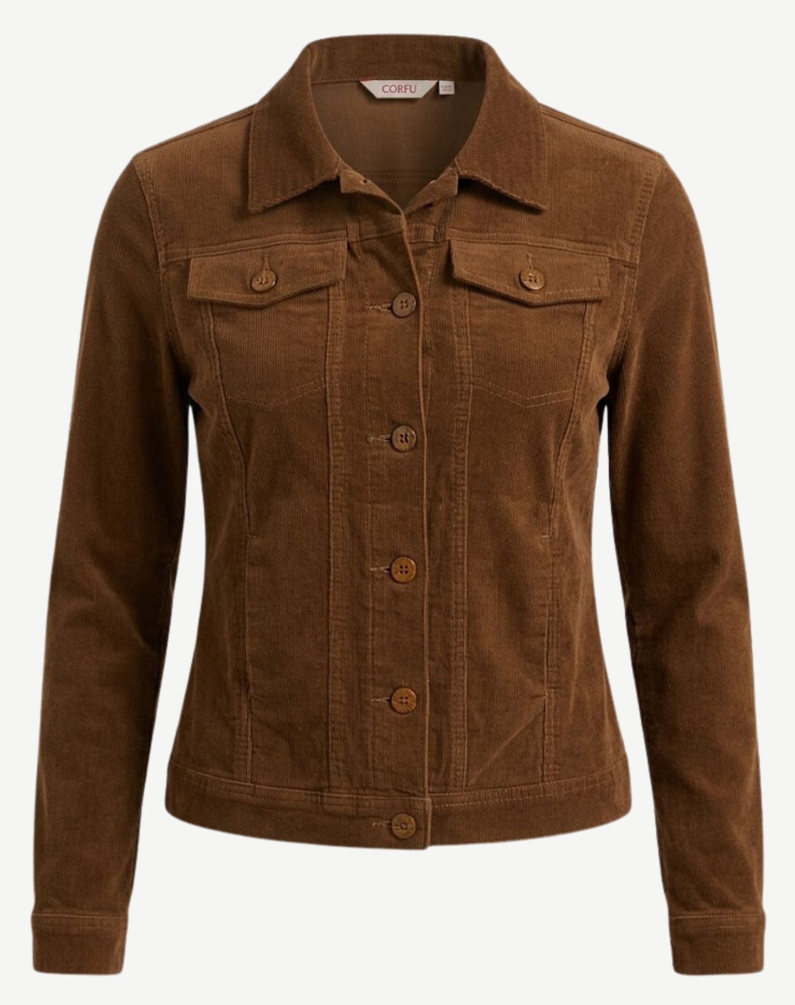 Dark Walnut Classic 21W Stretch Cord Denim Jacket Corfu Jeans