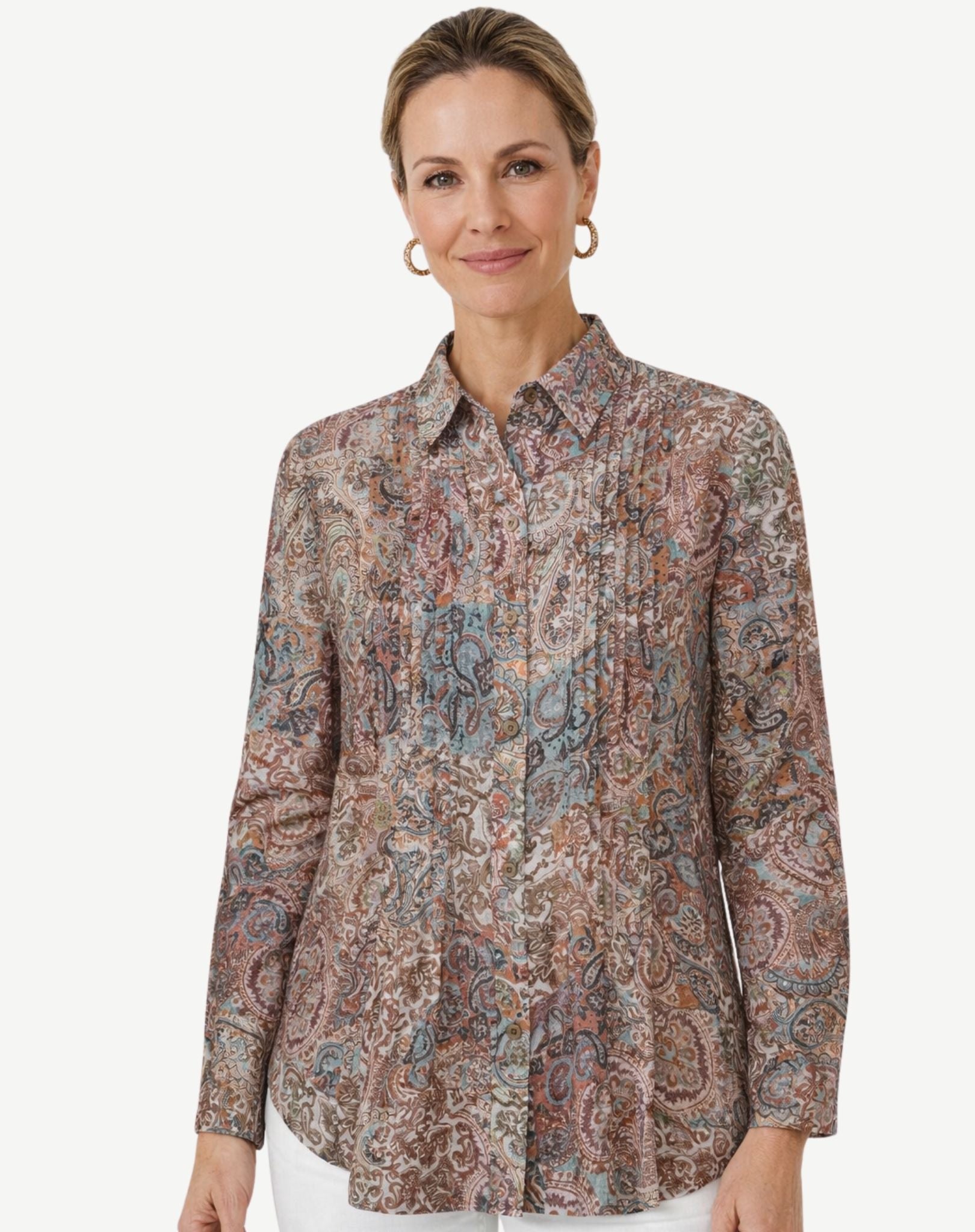 Amber Bazaar Printed Long Sleeve Shirt Corfu Jeans