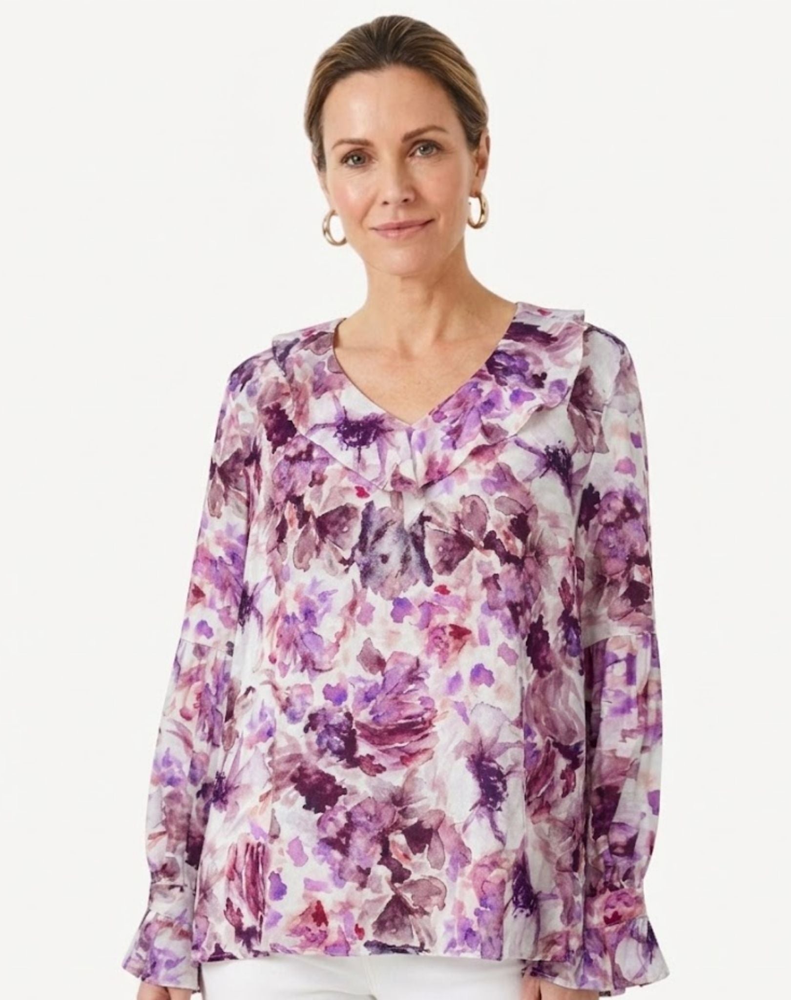 Crimson Petals Blouse Corfu Jeans