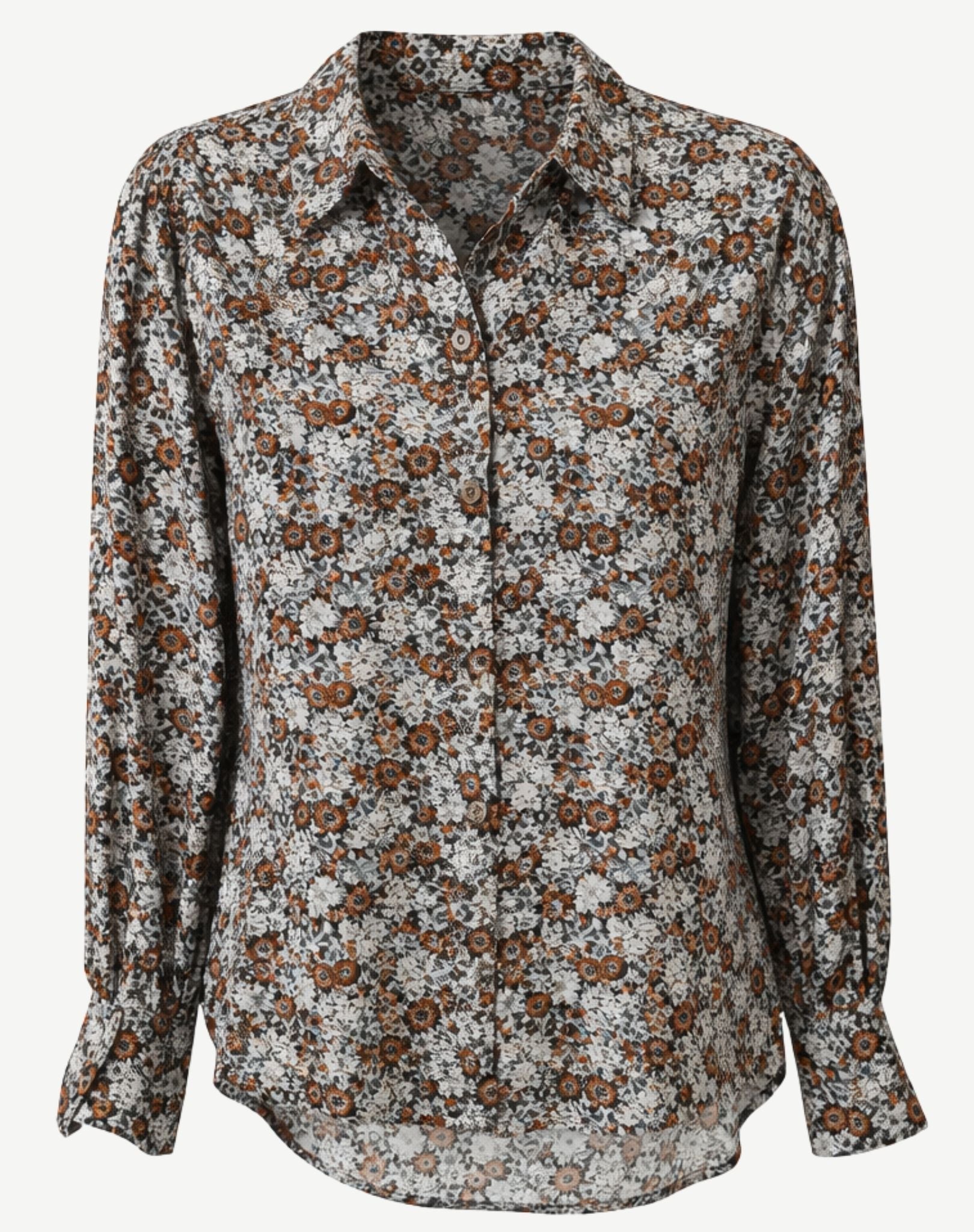 Frosty Blooms Printed Long Sleeve Shirt Corfu Jeans