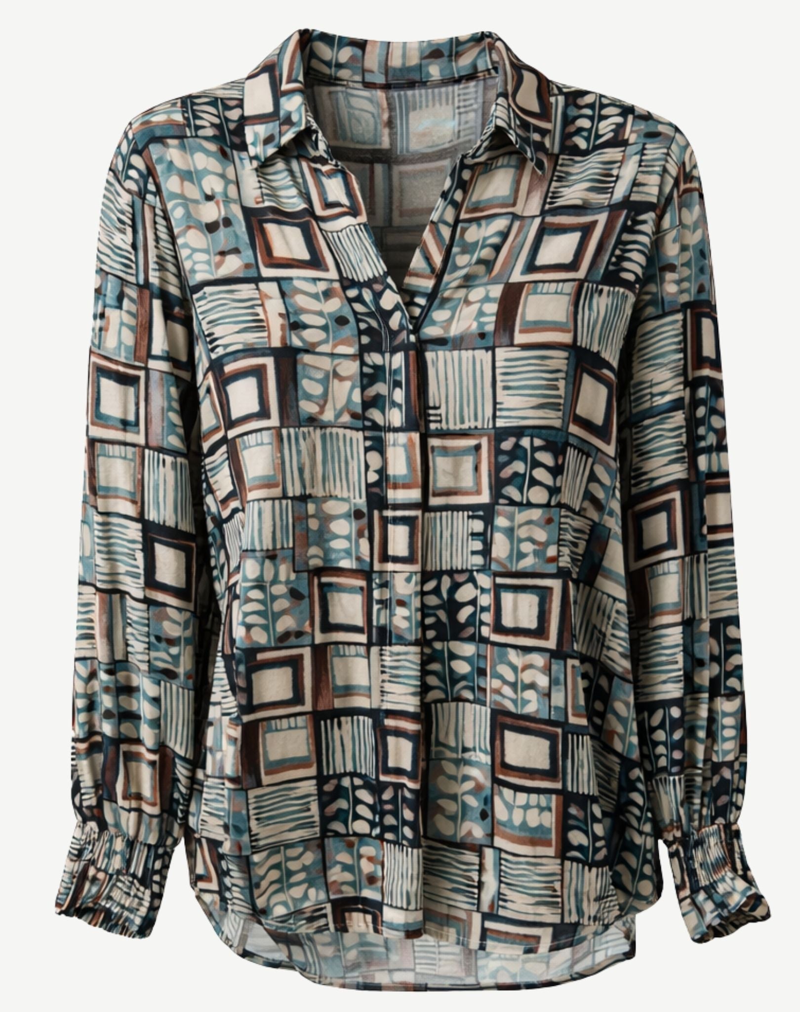 Modern Artefact  Printed Long Sleeve Shirt Corfu Jeans
