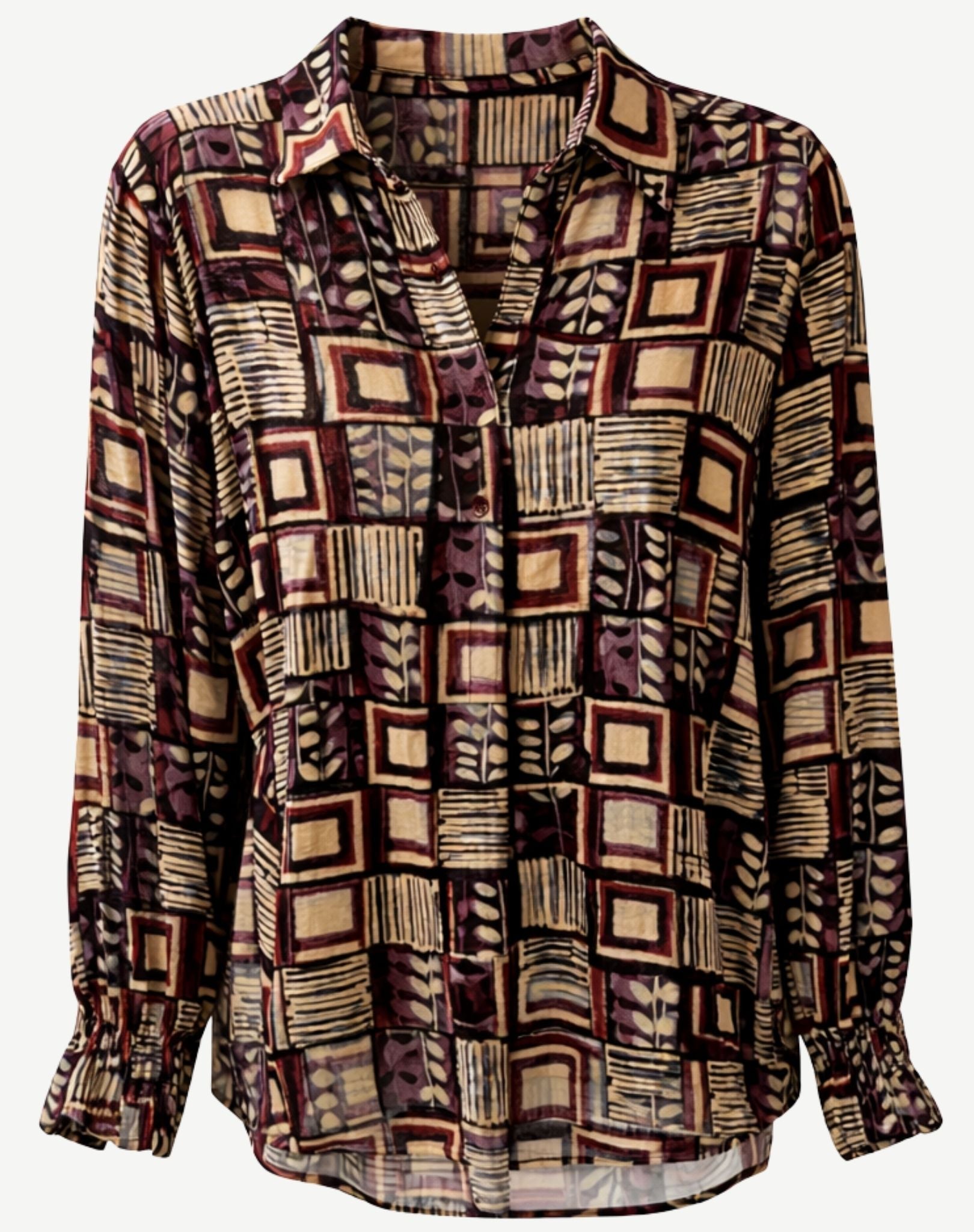 Rich Amethyst Printed Long Sleeve Shirt Corfu Jeans