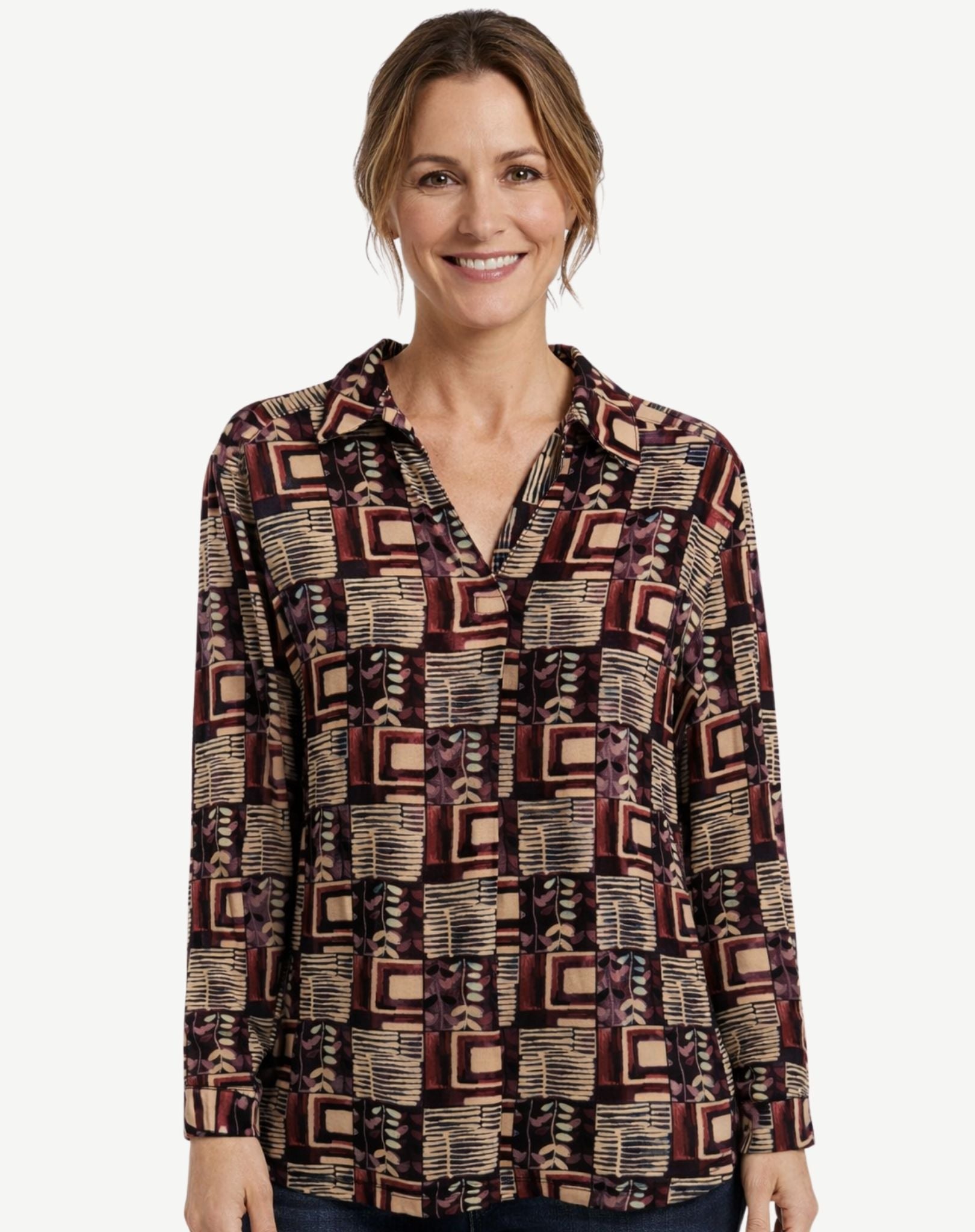 Rich Amethyst Printed Long Sleeve Shirt Corfu Jeans