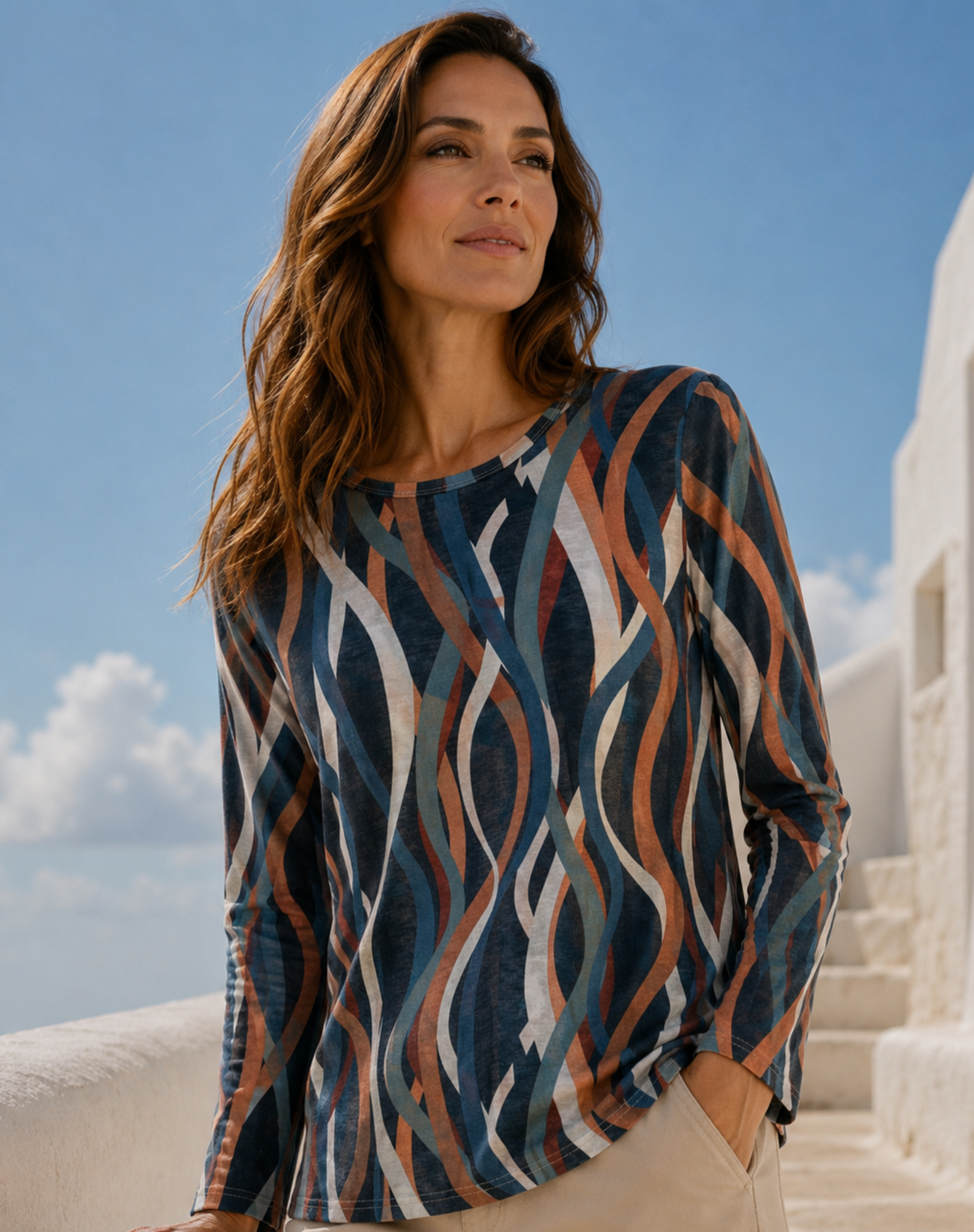 Alpine Ribbons Printed Knit Top Corfu Jeans