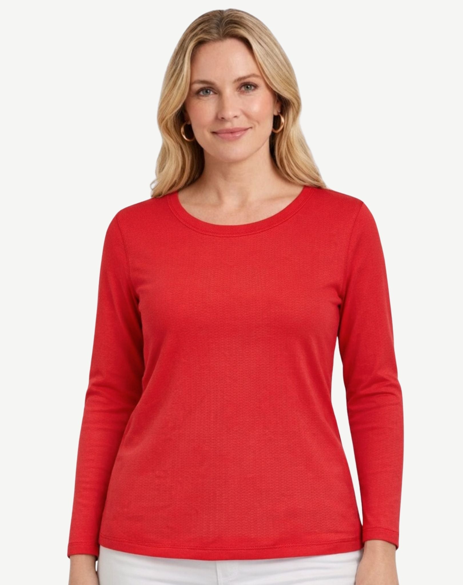 Essential Cotton Long Sleeve Tee - Berry Rose Corfu Jeans