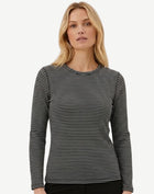 Striped Cotton Long Sleeve Tee - Black & White