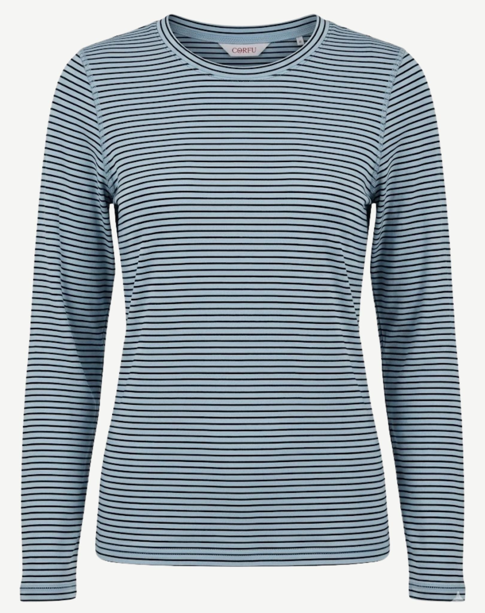 Striped Cotton Long Sleeve Tee - Blue & Indigo Corfu Jeans
