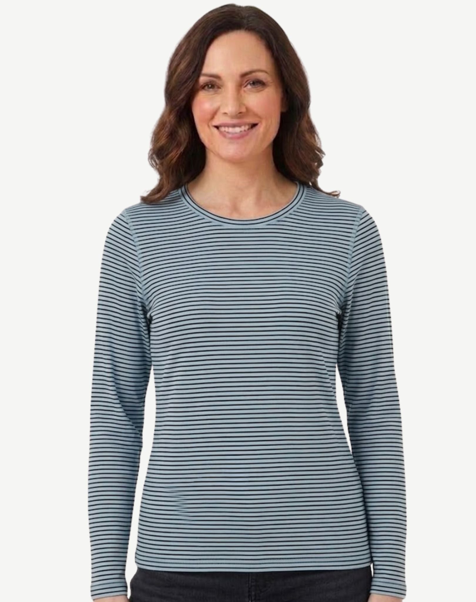 Striped Cotton Long Sleeve Tee - Blue & Indigo Corfu Jeans