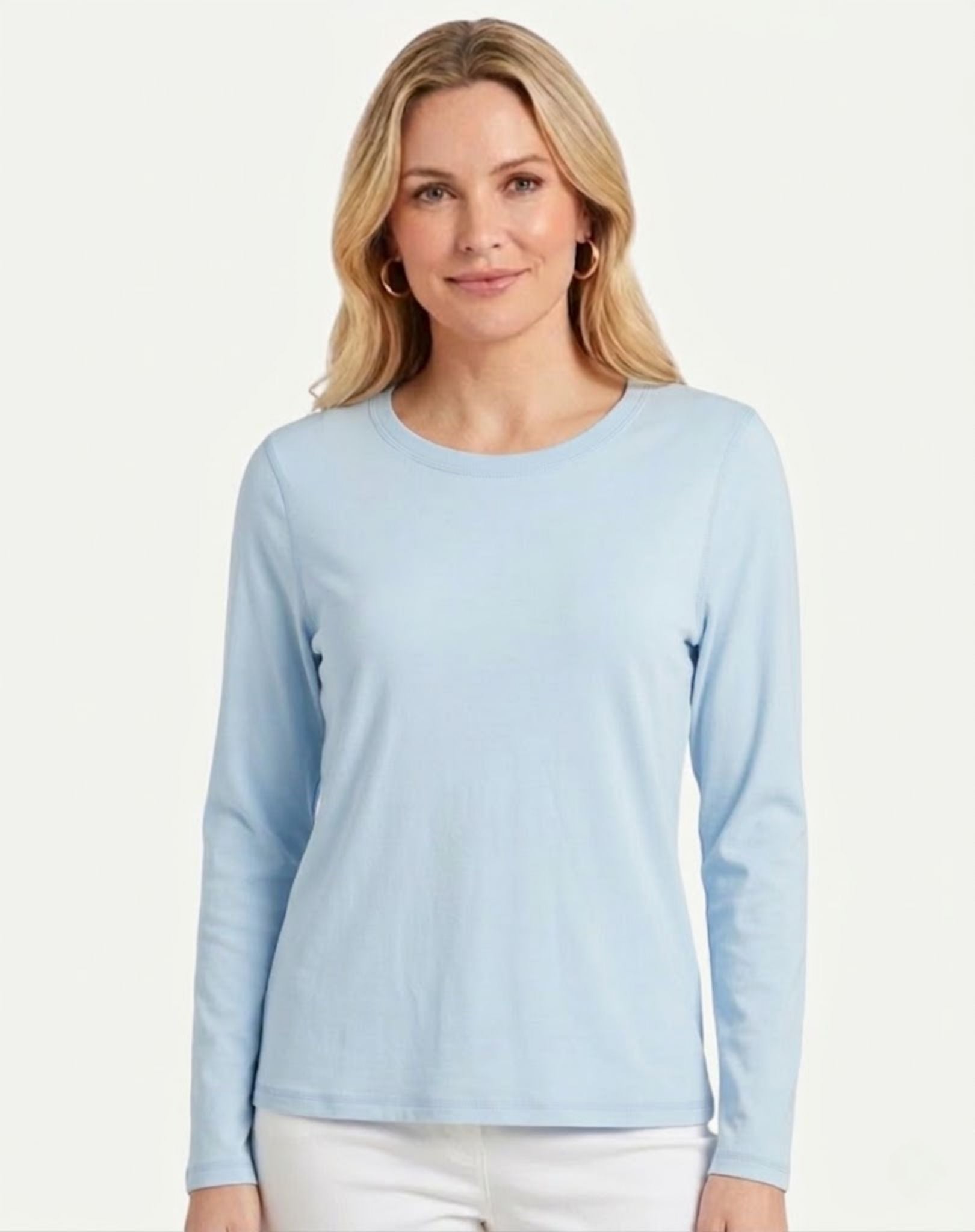Essential Cotton Long Sleeve Tee - Chambray Corfu Jeans