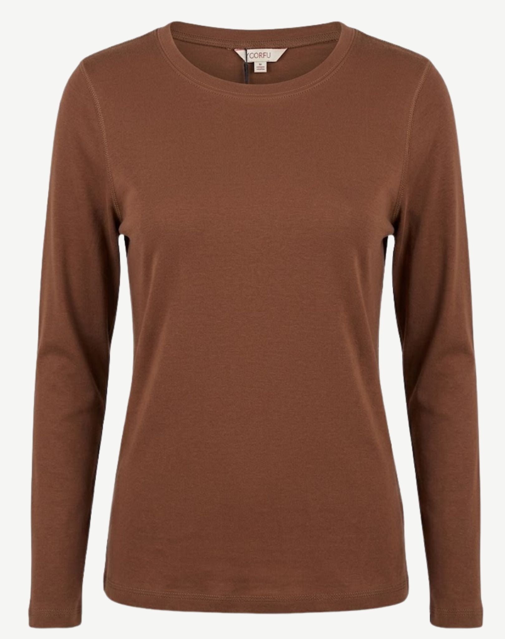 Essential Cotton Long Sleeve Tee - Coffee Bean Corfu Jeans